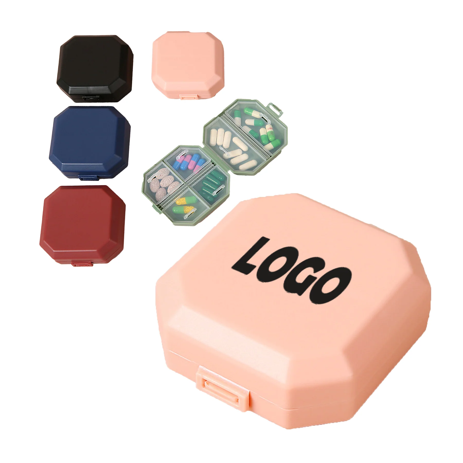 Portable Six-Compartment Pill Box