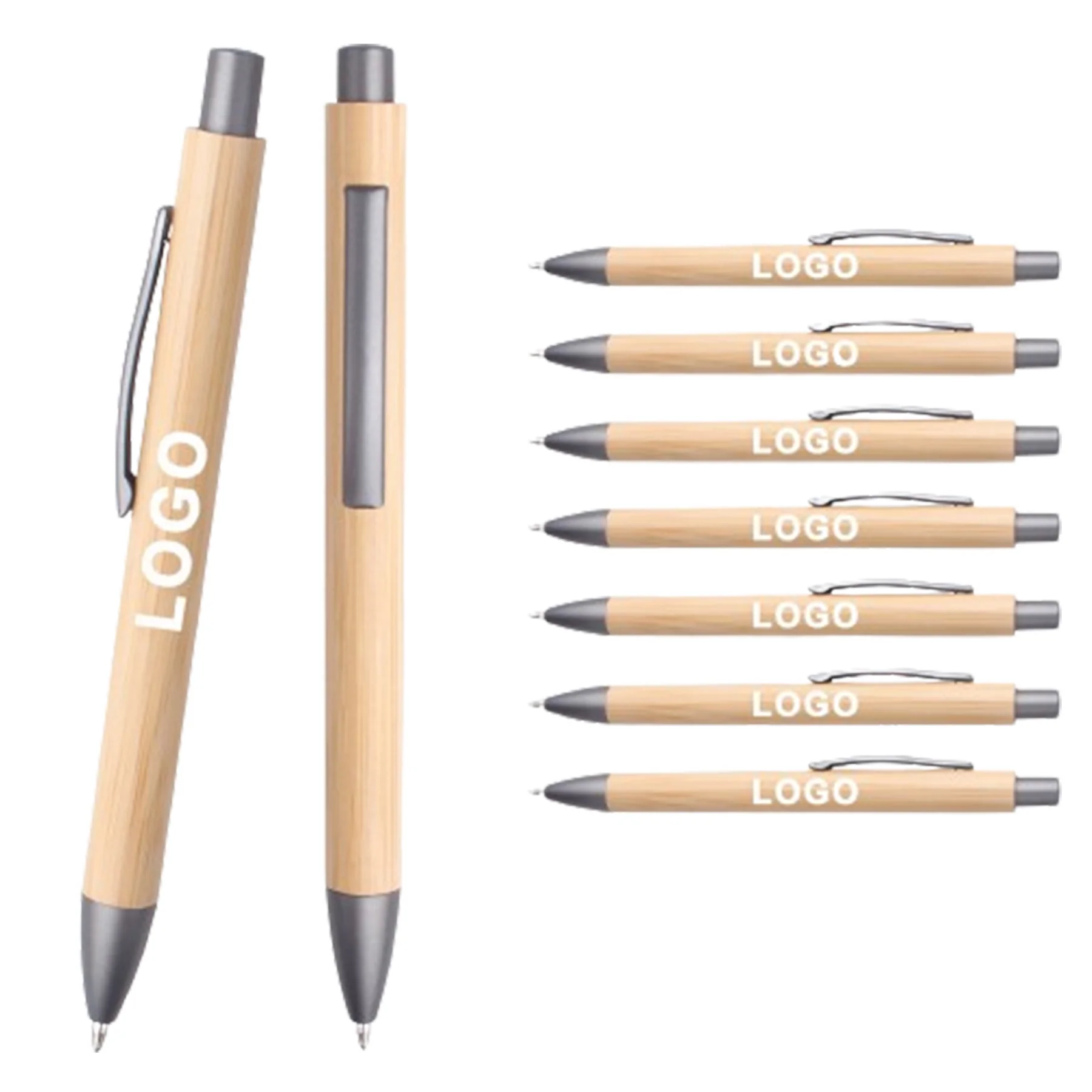 Retractable Bamboo Stylus Ballpoint Pen With Clip
