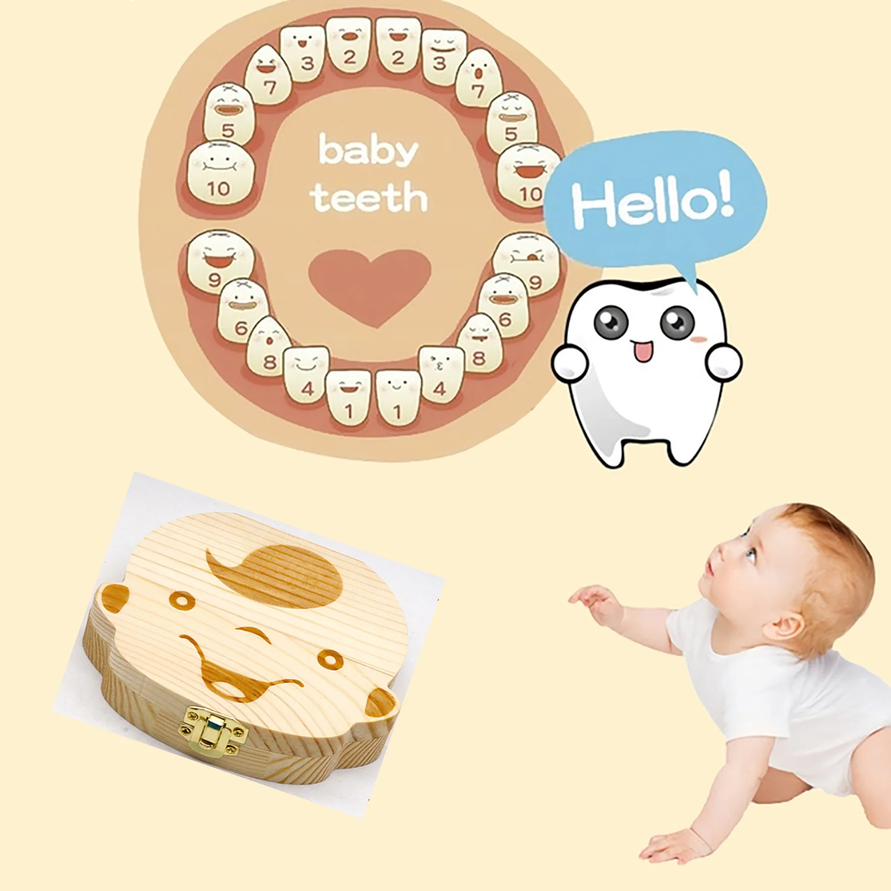 Kids Wooden Milk Teeth Storage Box