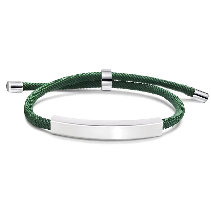 Engravable Adjustable Braided Rope Bracelet