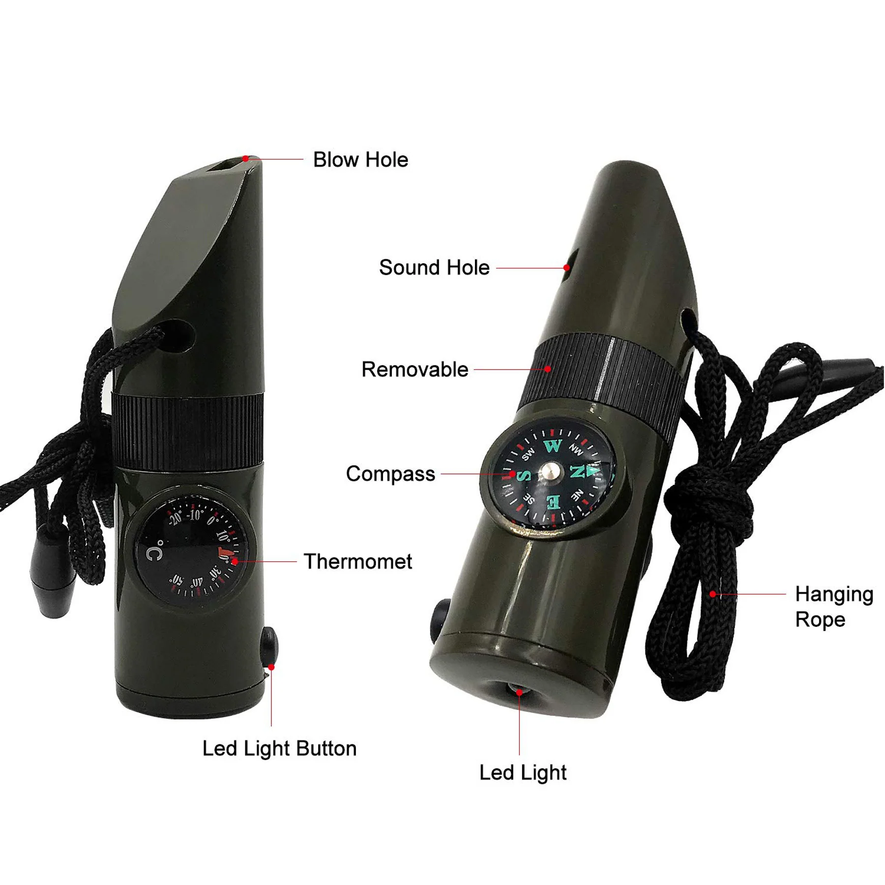 7 in 1 Emergency Survival Whistle