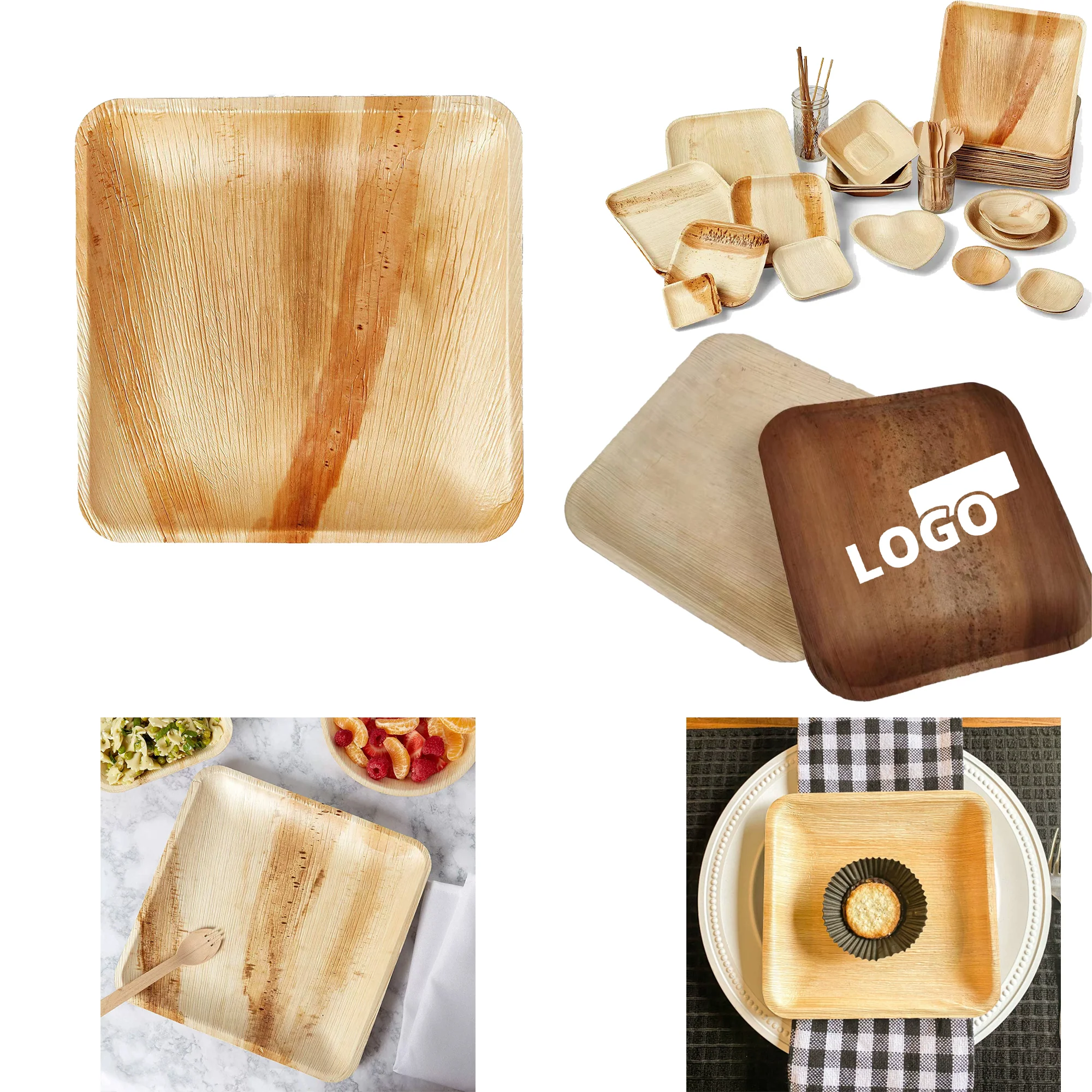 10" Square Palm Leaf Disposable Plates