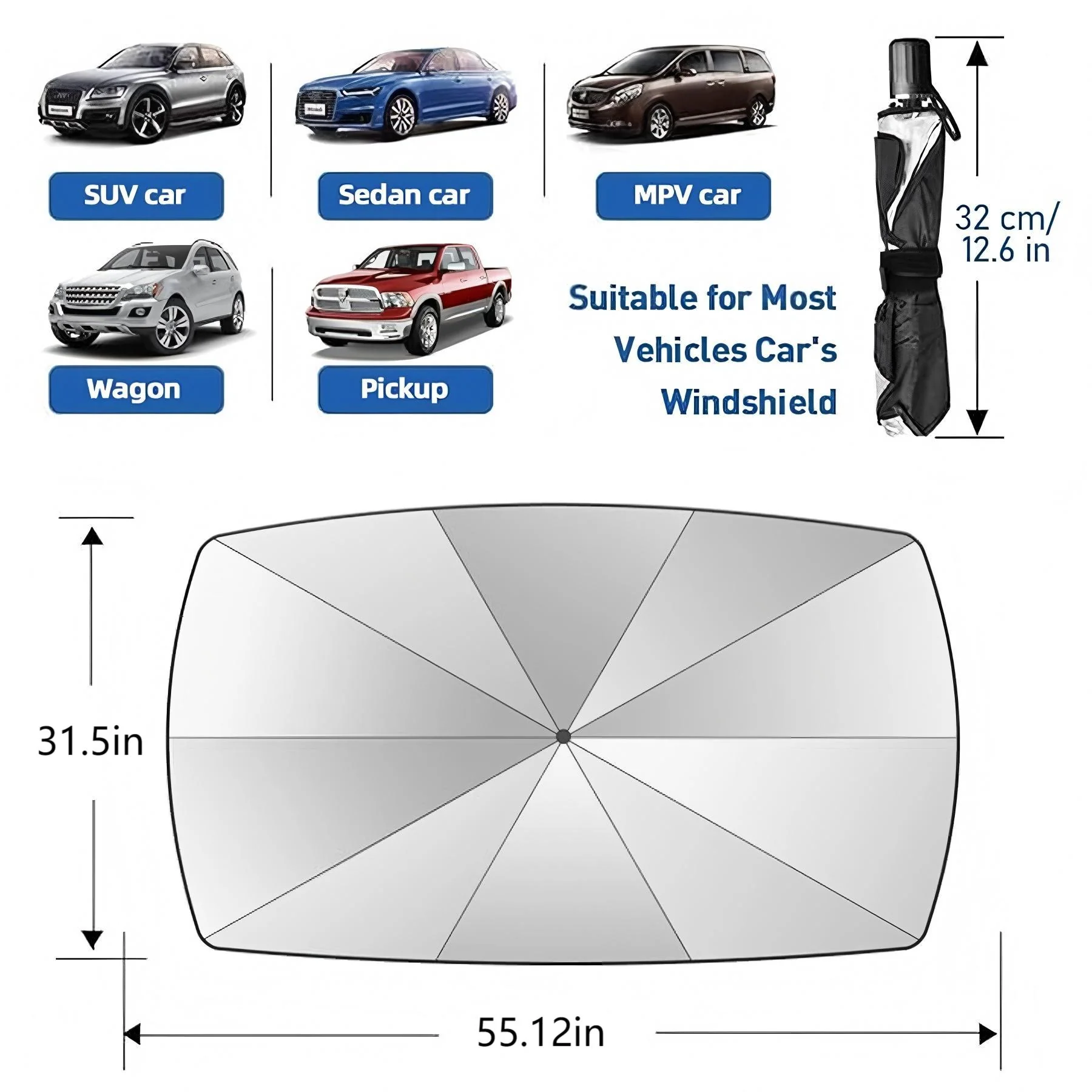 Foldable Uv Protection Heat Insulation Windshield Sunshade