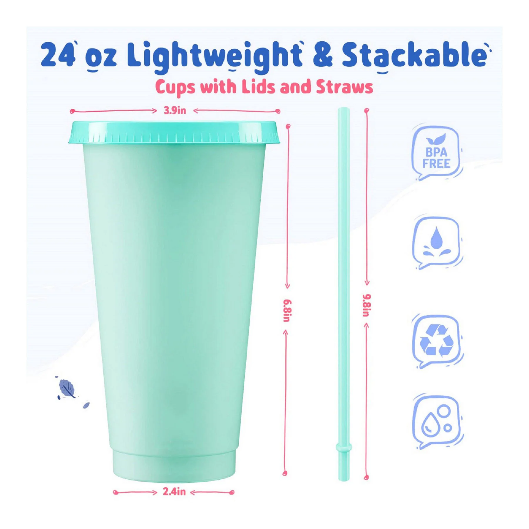 24oz Color Changing Cup with Lid and Straw