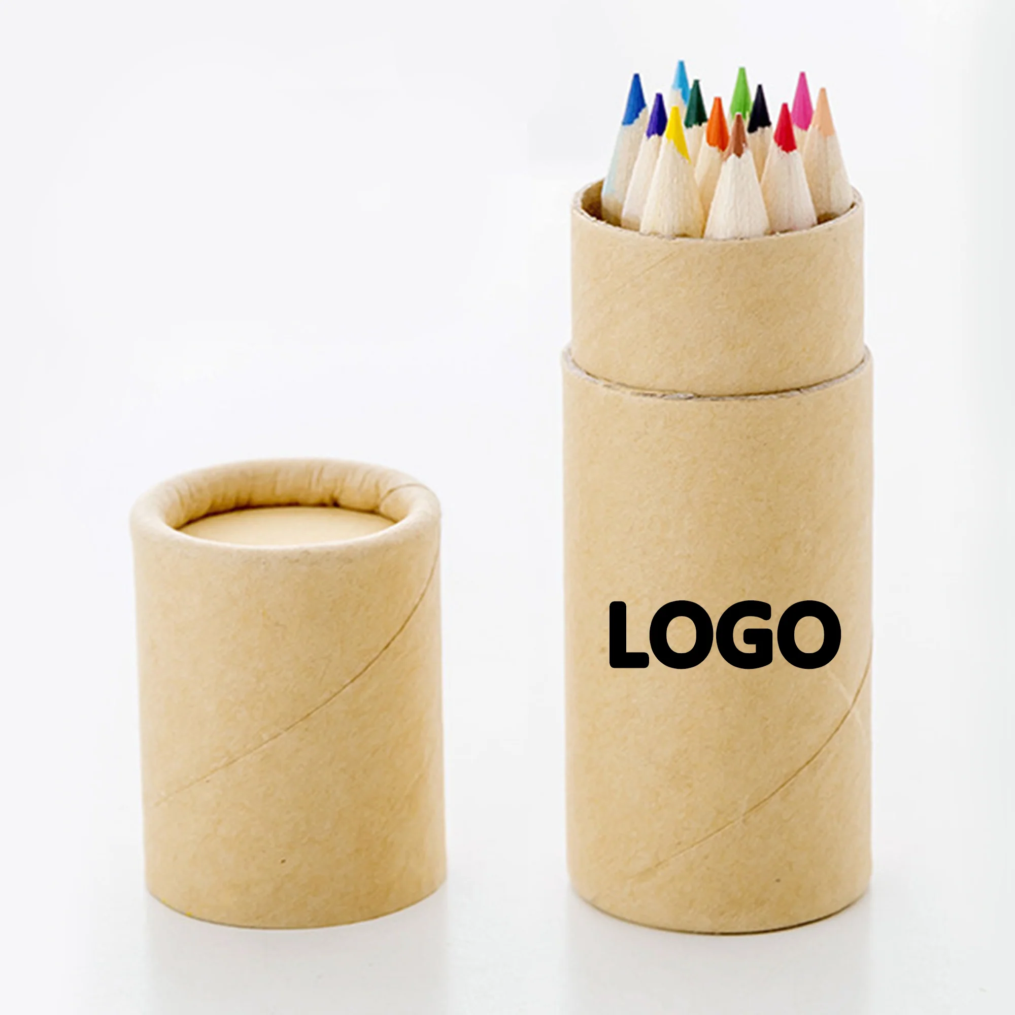 Kraft Paper Tube With 12 Colors Of Small Pencil Drawing Pens