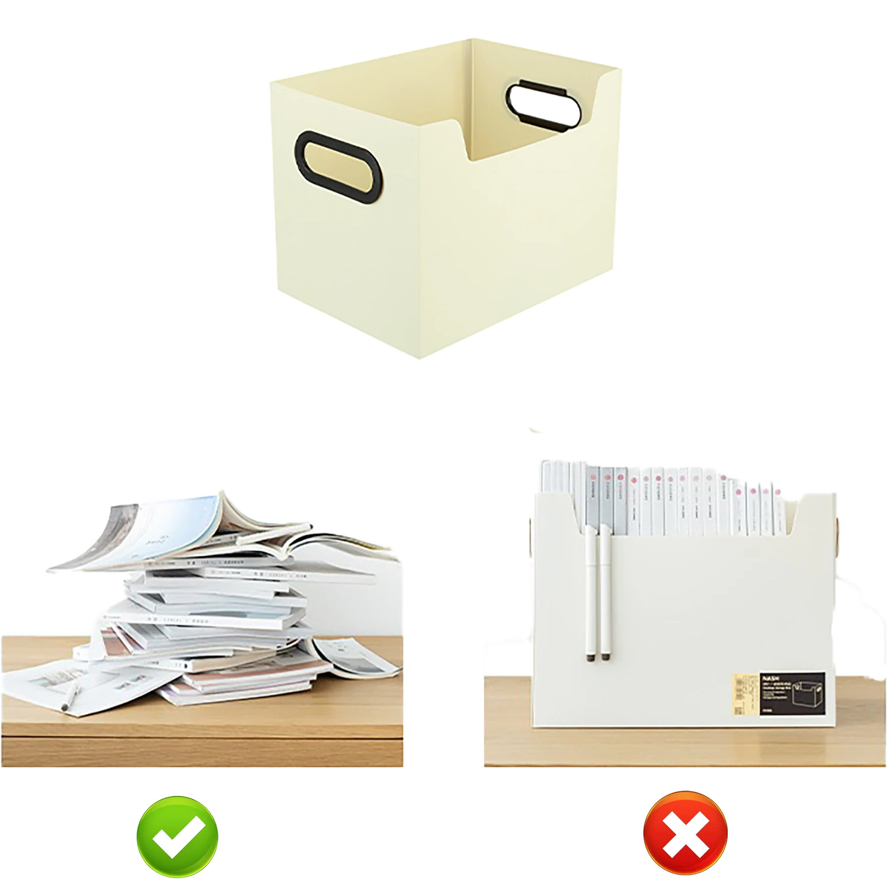 Side Handle Portable Open Desktop Plastic File Storage Box
