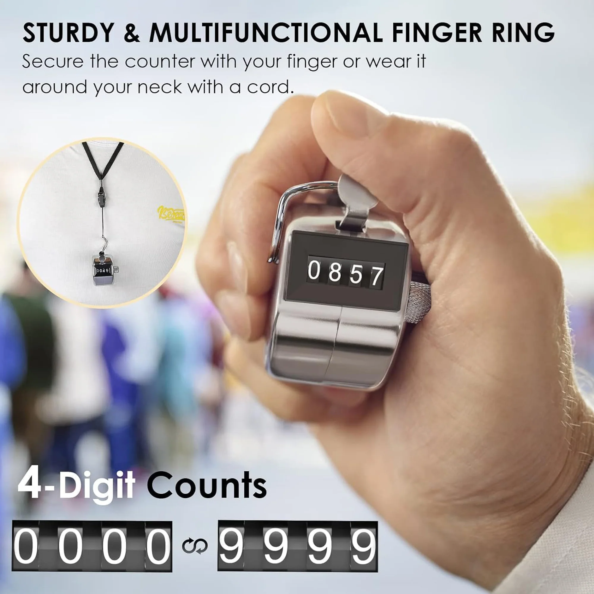 4-Digit Number Metal Case Mechanical Tally Counter