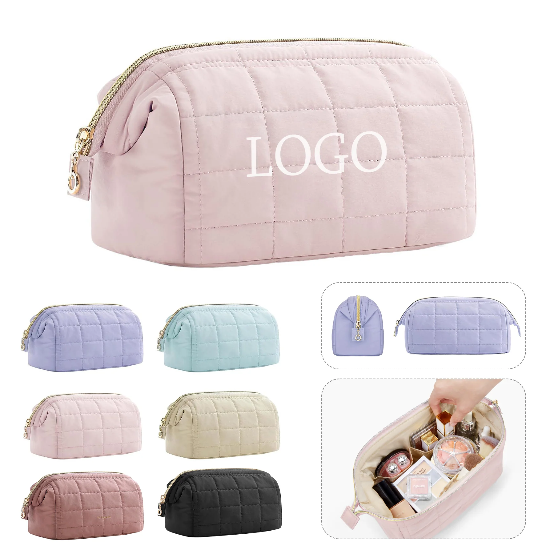 Cotton Quilted Makeup Bag