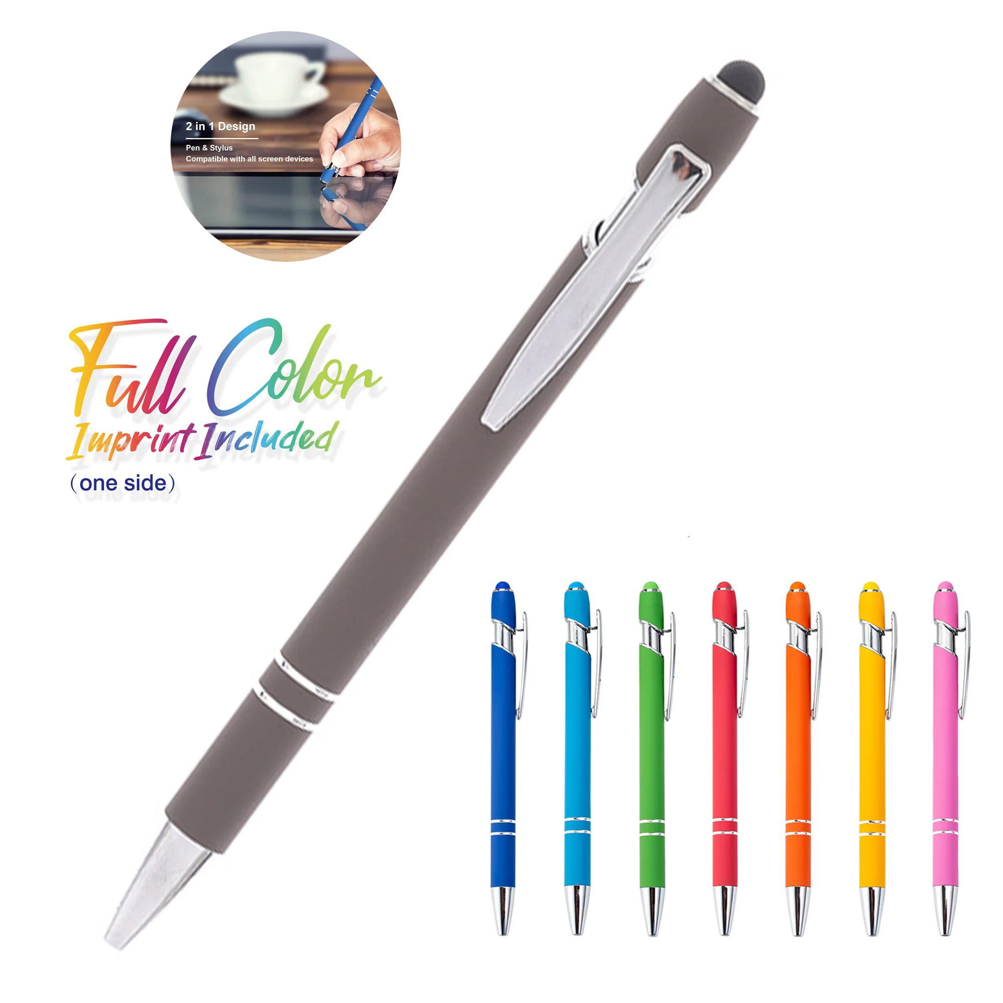 2-in-1 Stylus Retractable Ballpoint Pen with Stylus Tip