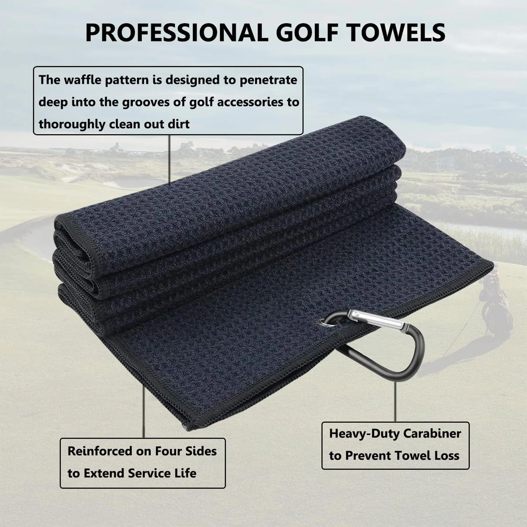 Premium Waffle Microfiber Golf Towel With Clip