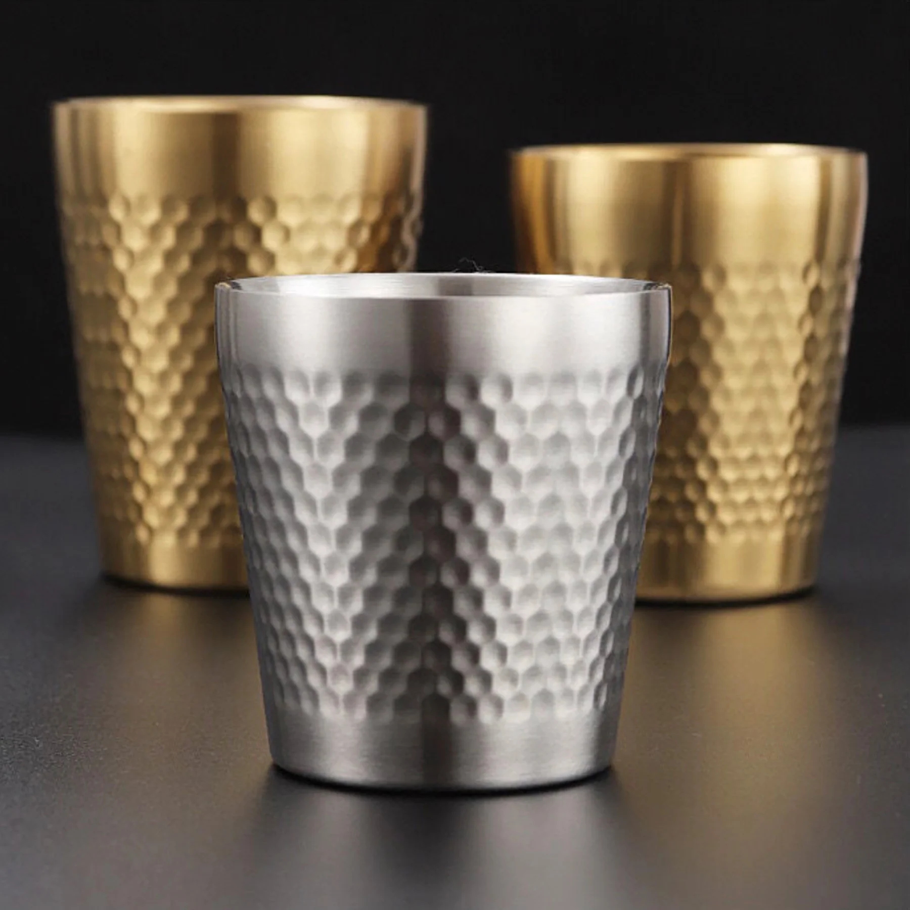 Diamond Hammered Double Stainless Steel Beer Mug