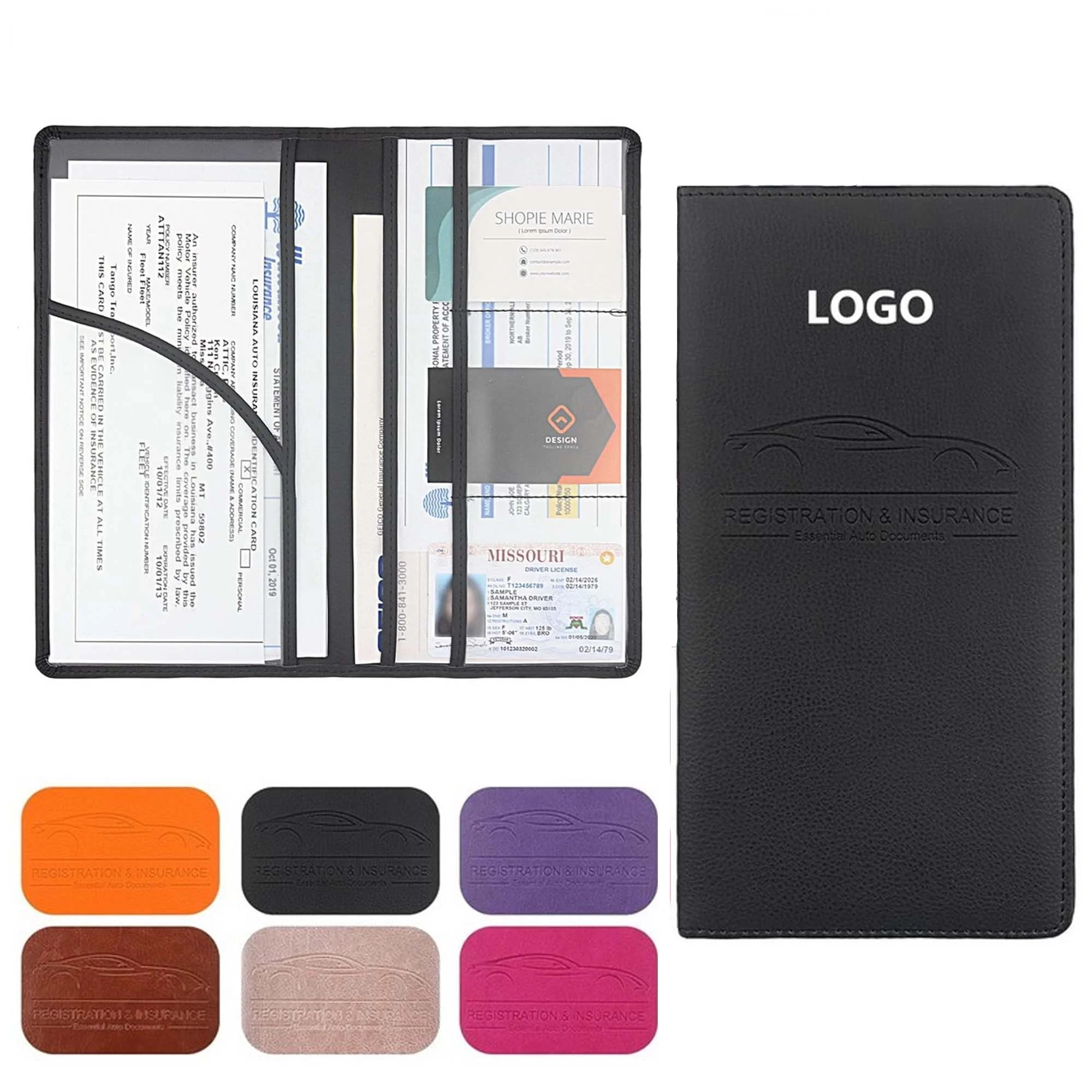 Leather Car Registration And Insurance Holder