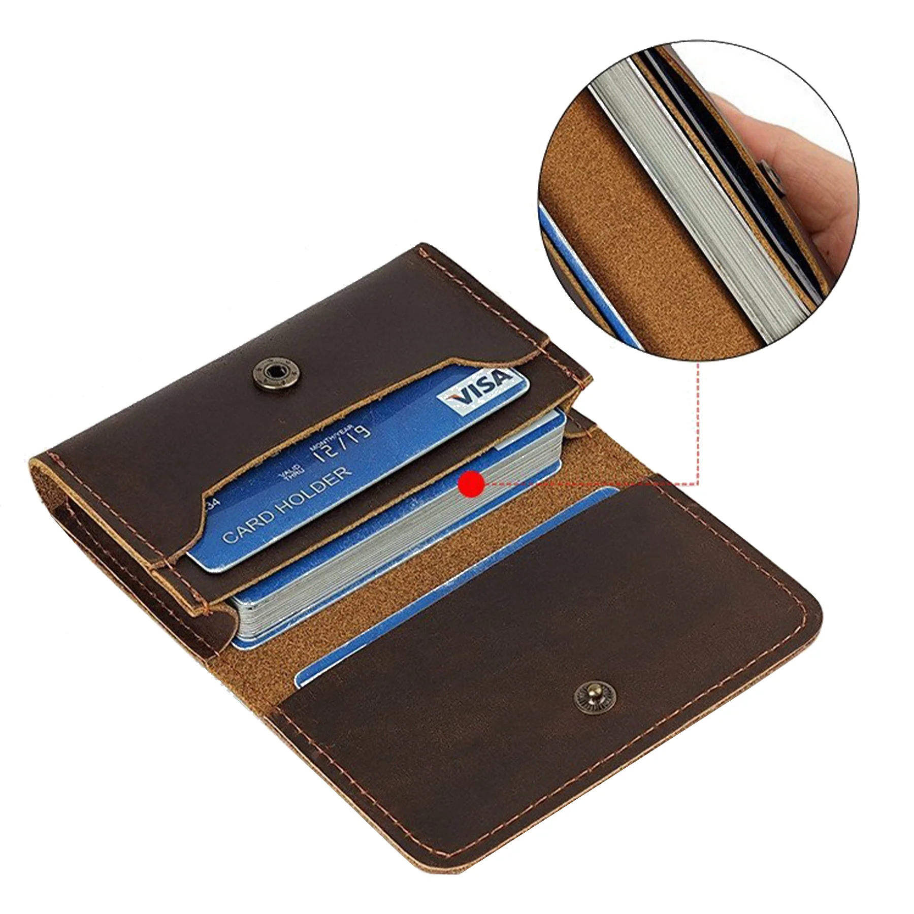 Flip Top Card Holder Multifunctional Genuine Leather Wallet