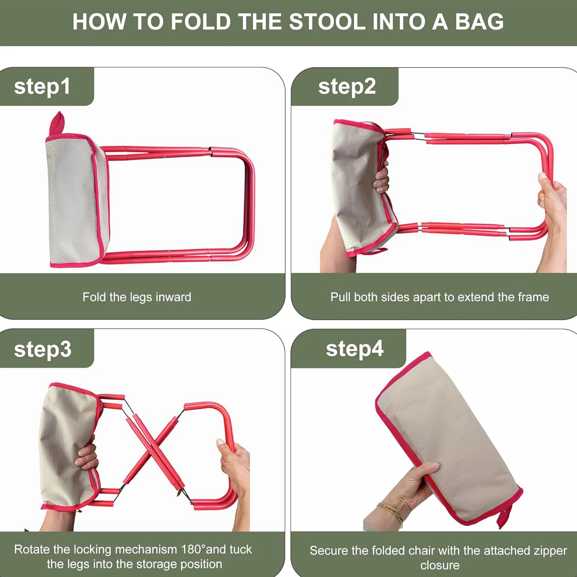 Portable Outdoor Folding Zipper Stool
