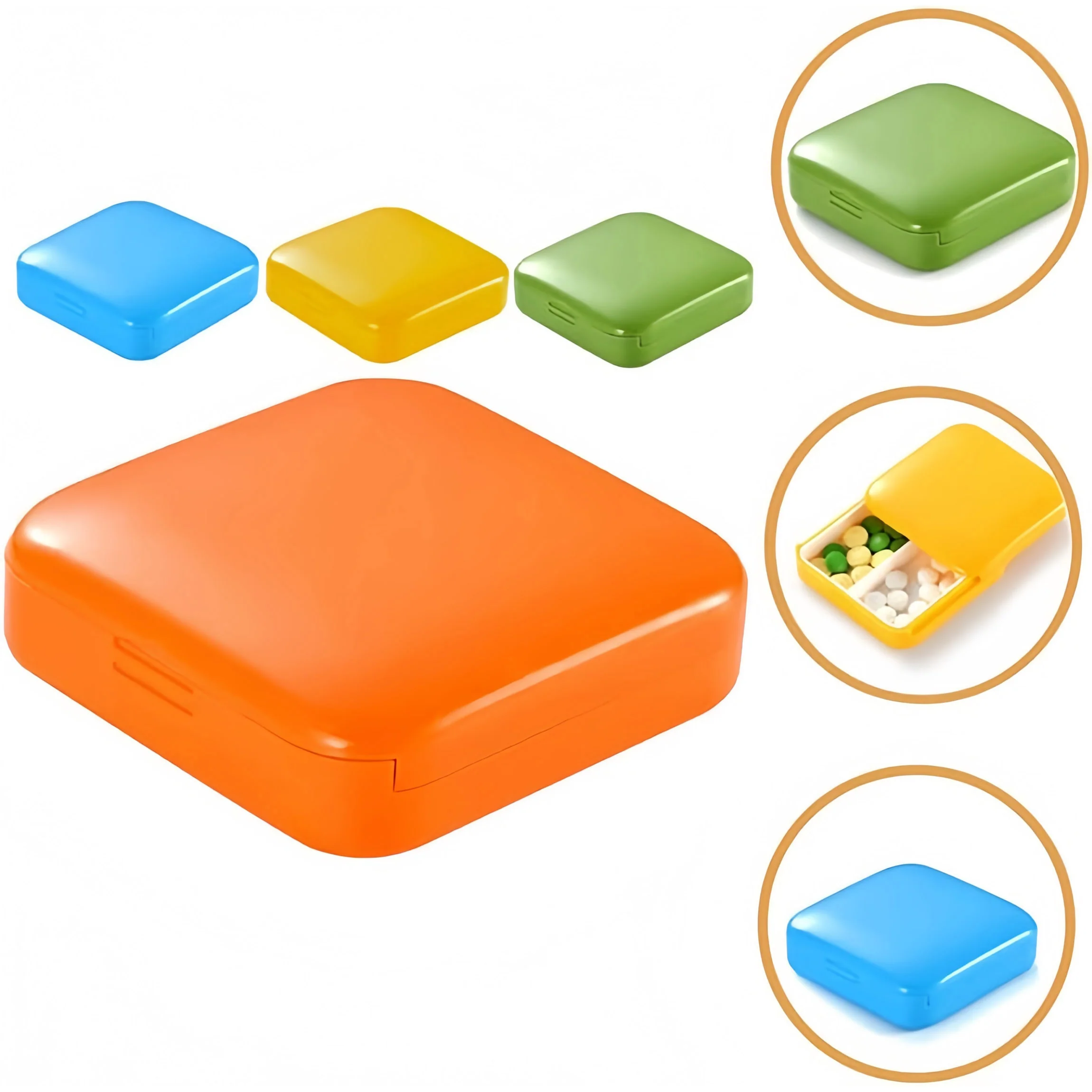 Portable Push Pull 2 Compartment Pill Box