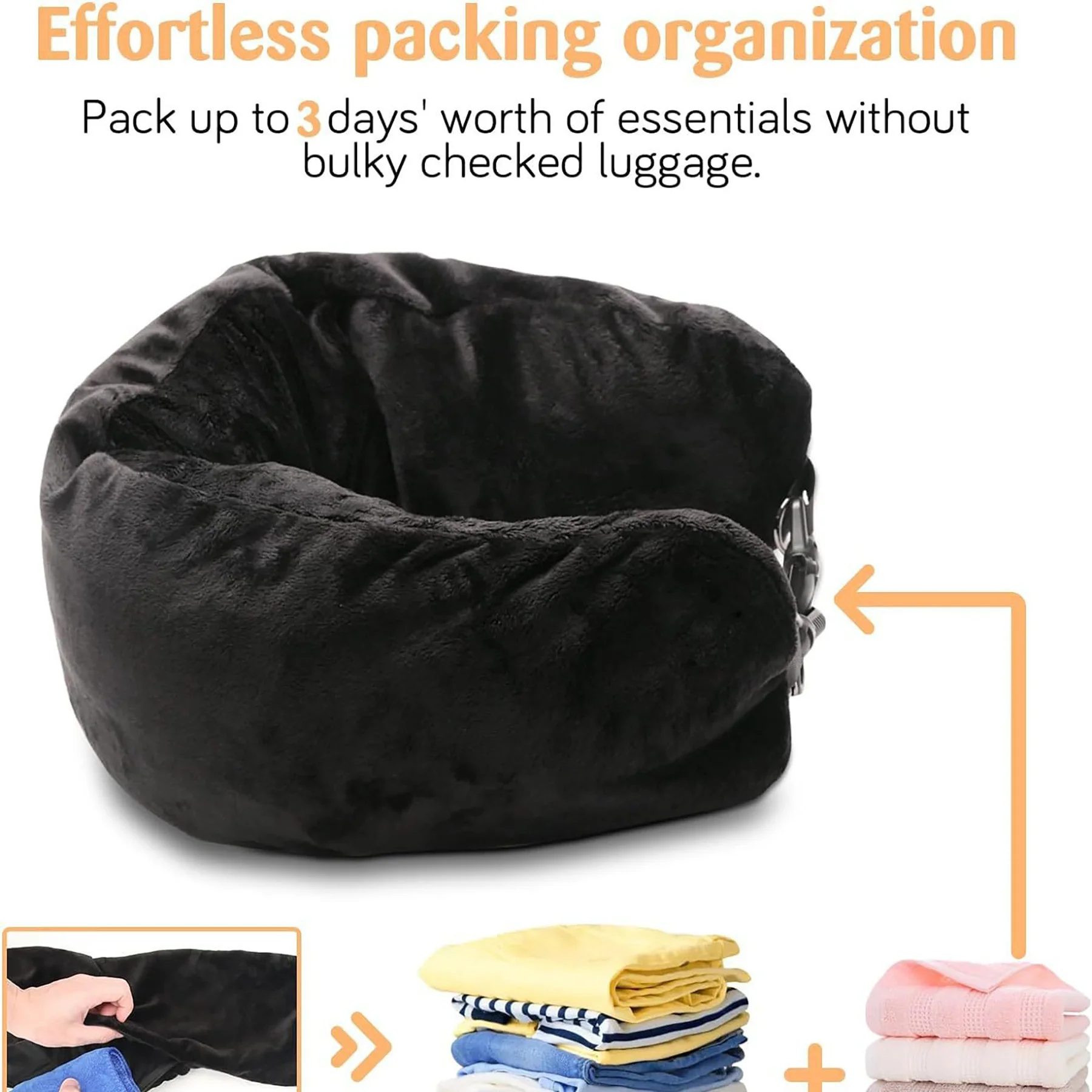 Crystal Velvet Stuffable U-Shaped Travel Neck Pillowcase