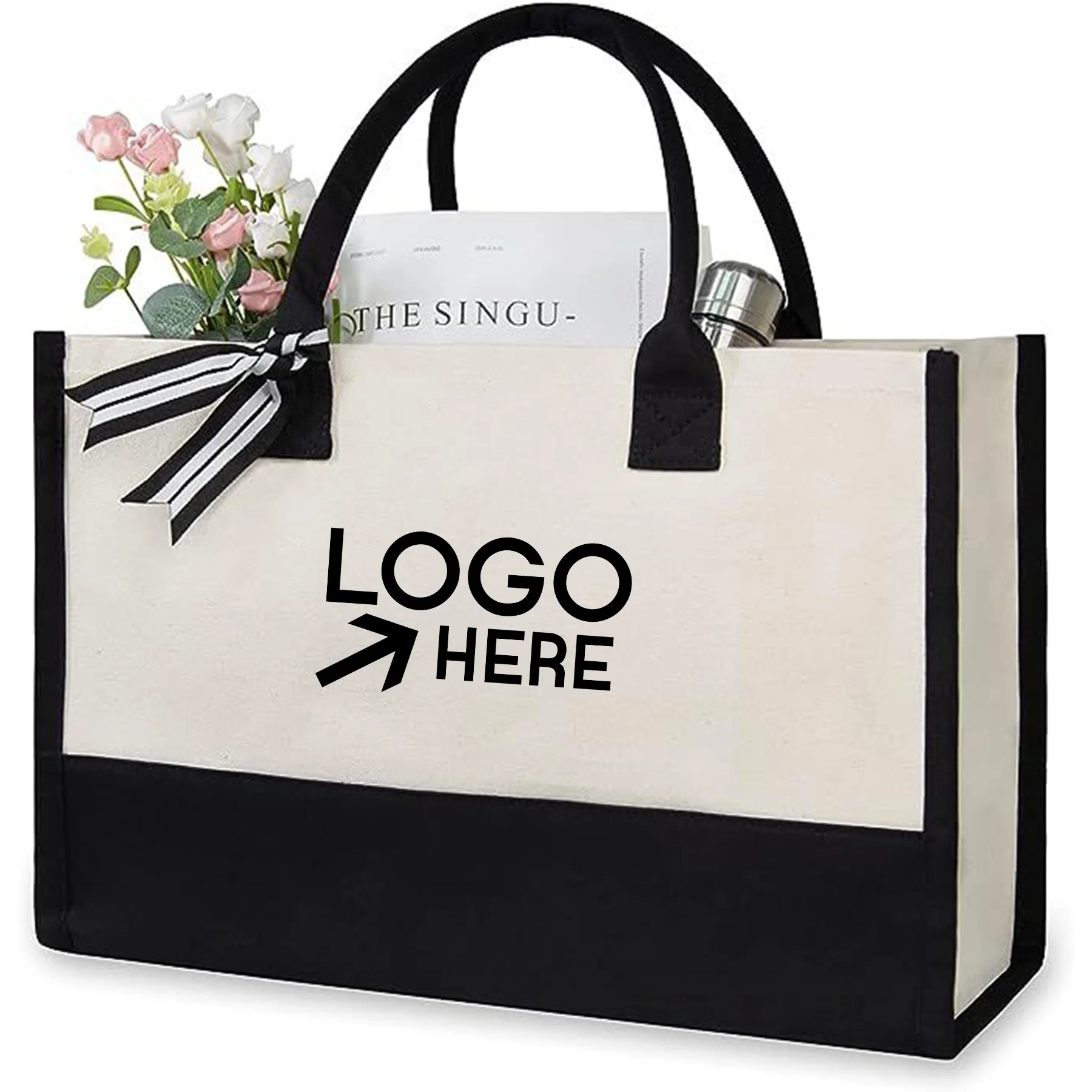 Classic Black And White Canvas Tote Bag