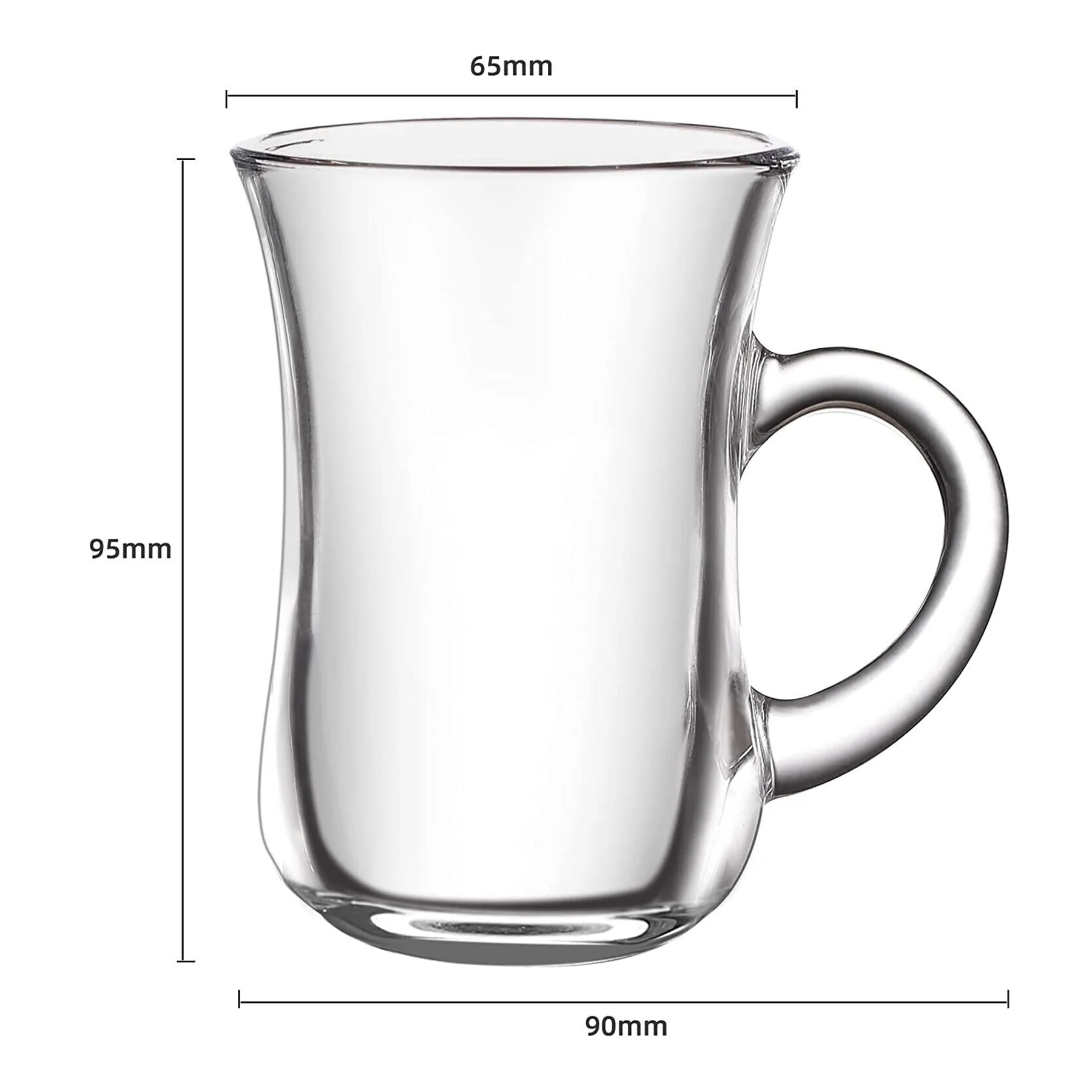 3.4 Oz Heat Resistant Clear Glass Coffee Mug With Handle