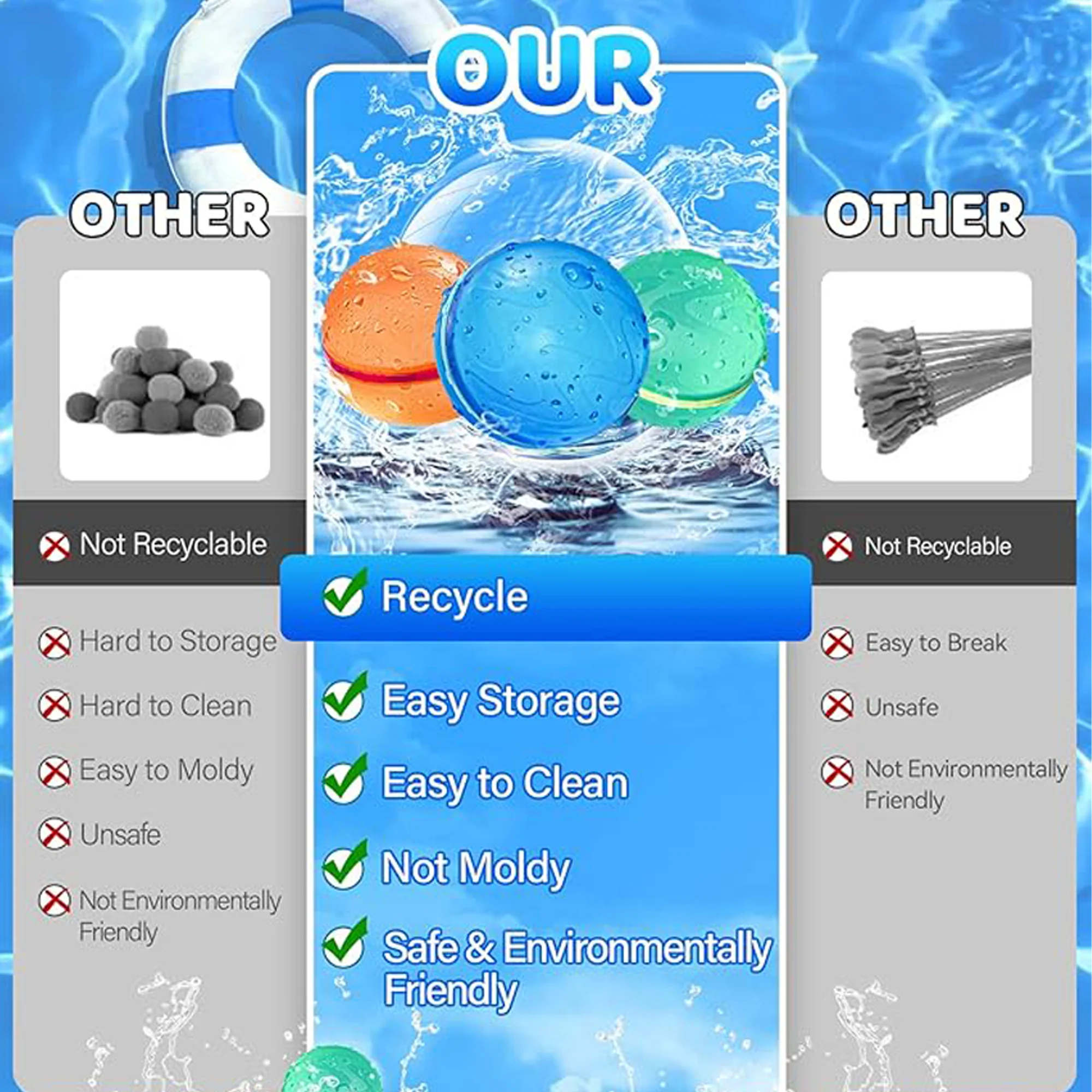 Water Balloons Magnetic Soft Silicone Balls Outdoor Toys