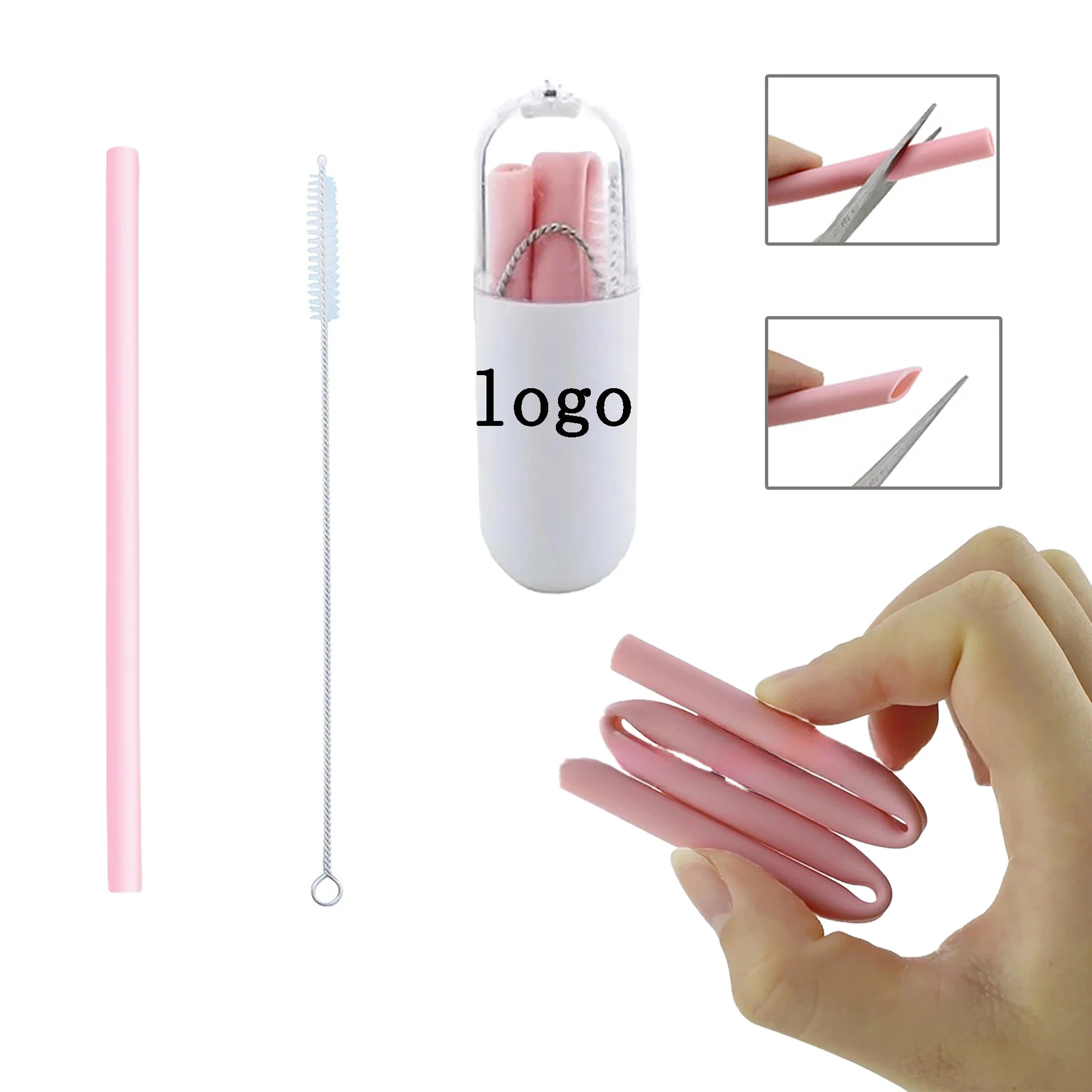 FDA Silicone Straw Capsule Box Set