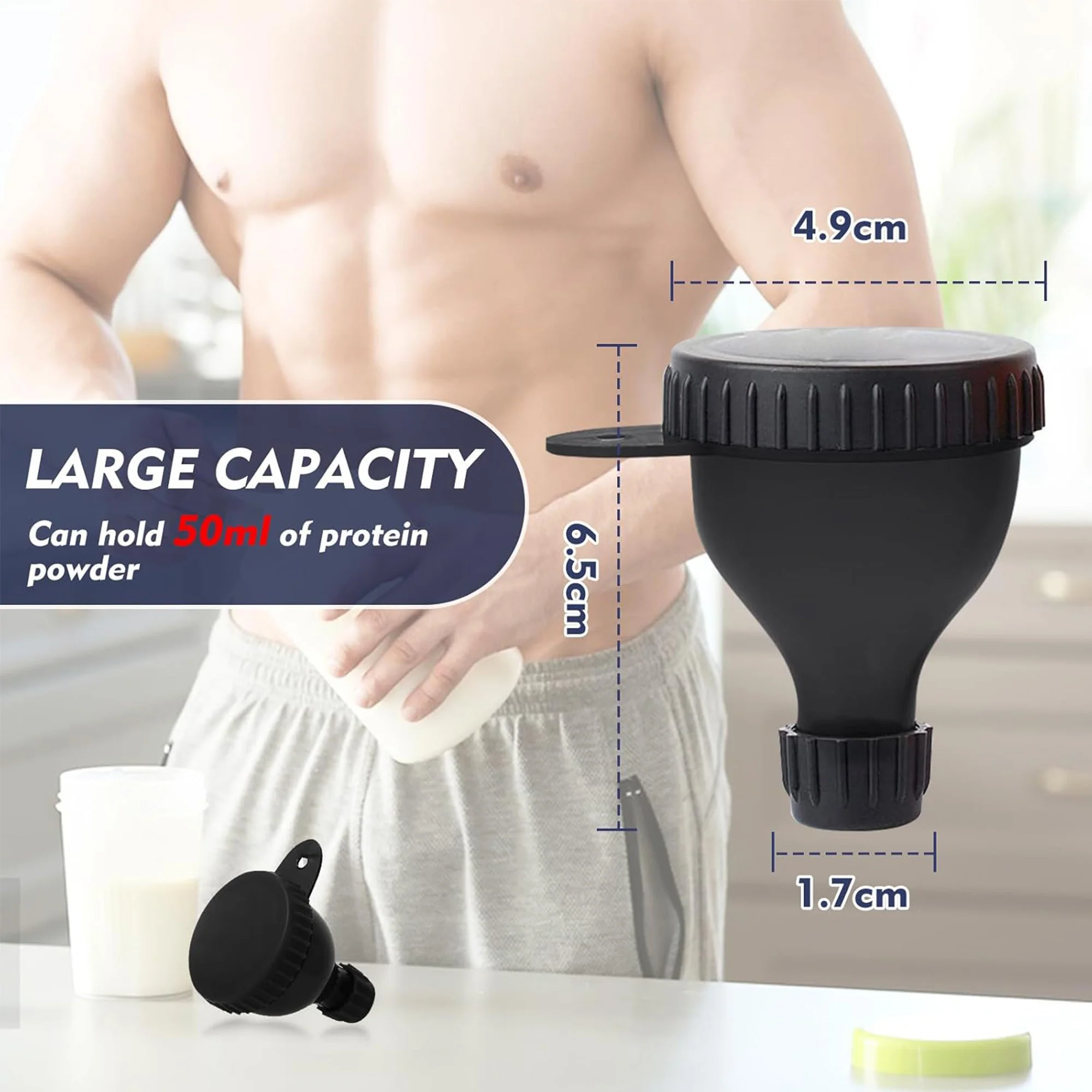 50ml Protein Powder Container Funnel With Carabiner