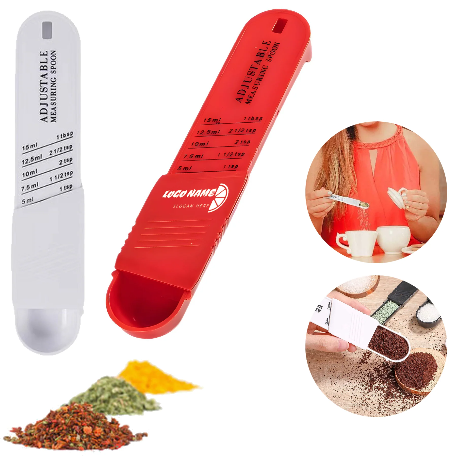 Adjustable Plastic Measuring Spoon with Multiple Scales