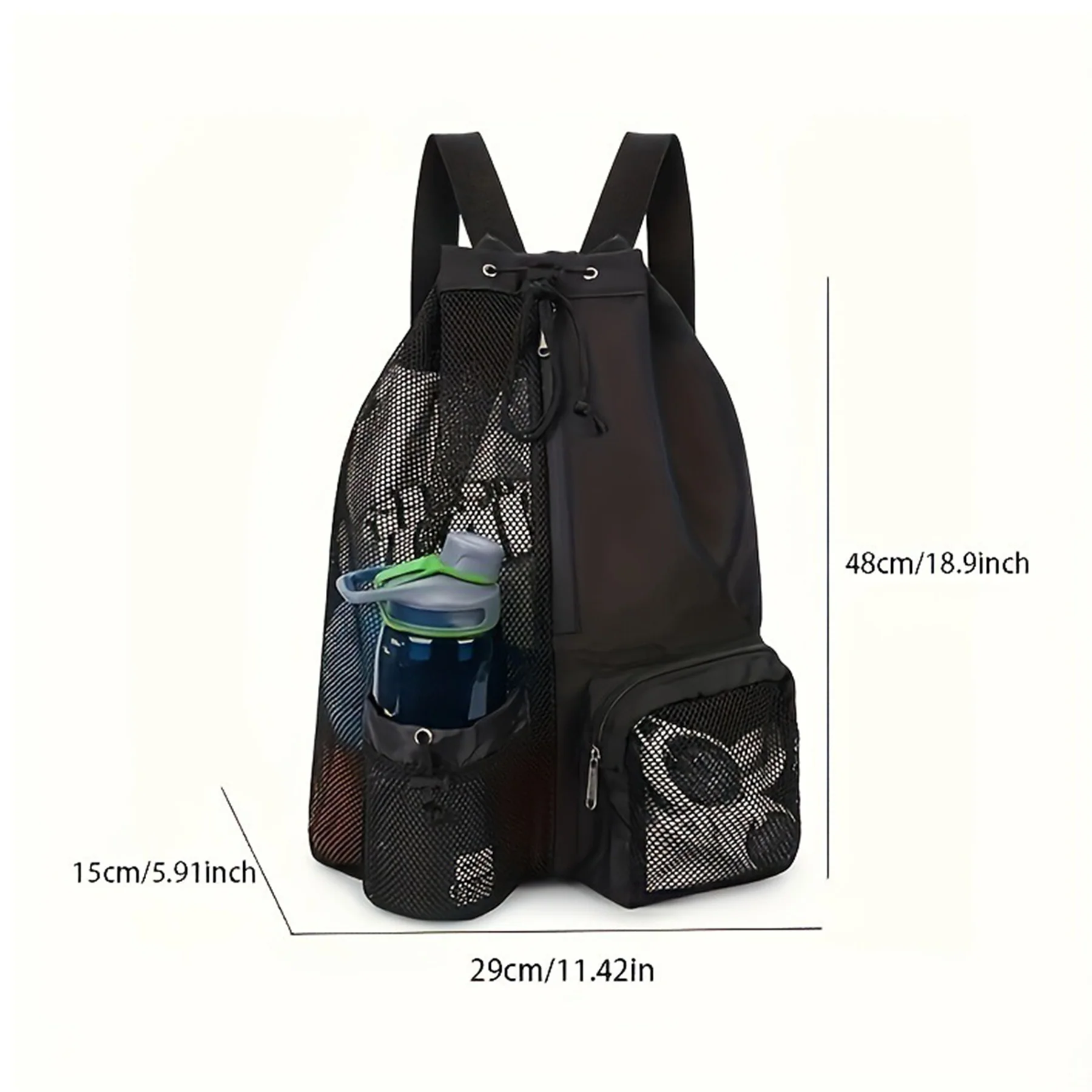 Mesh Beach Backpack With Drawstring Wet Pocket