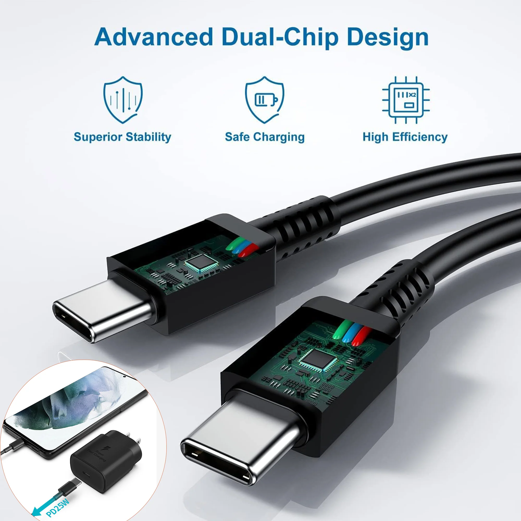 25W PD Charger USB C With 6FT Cord