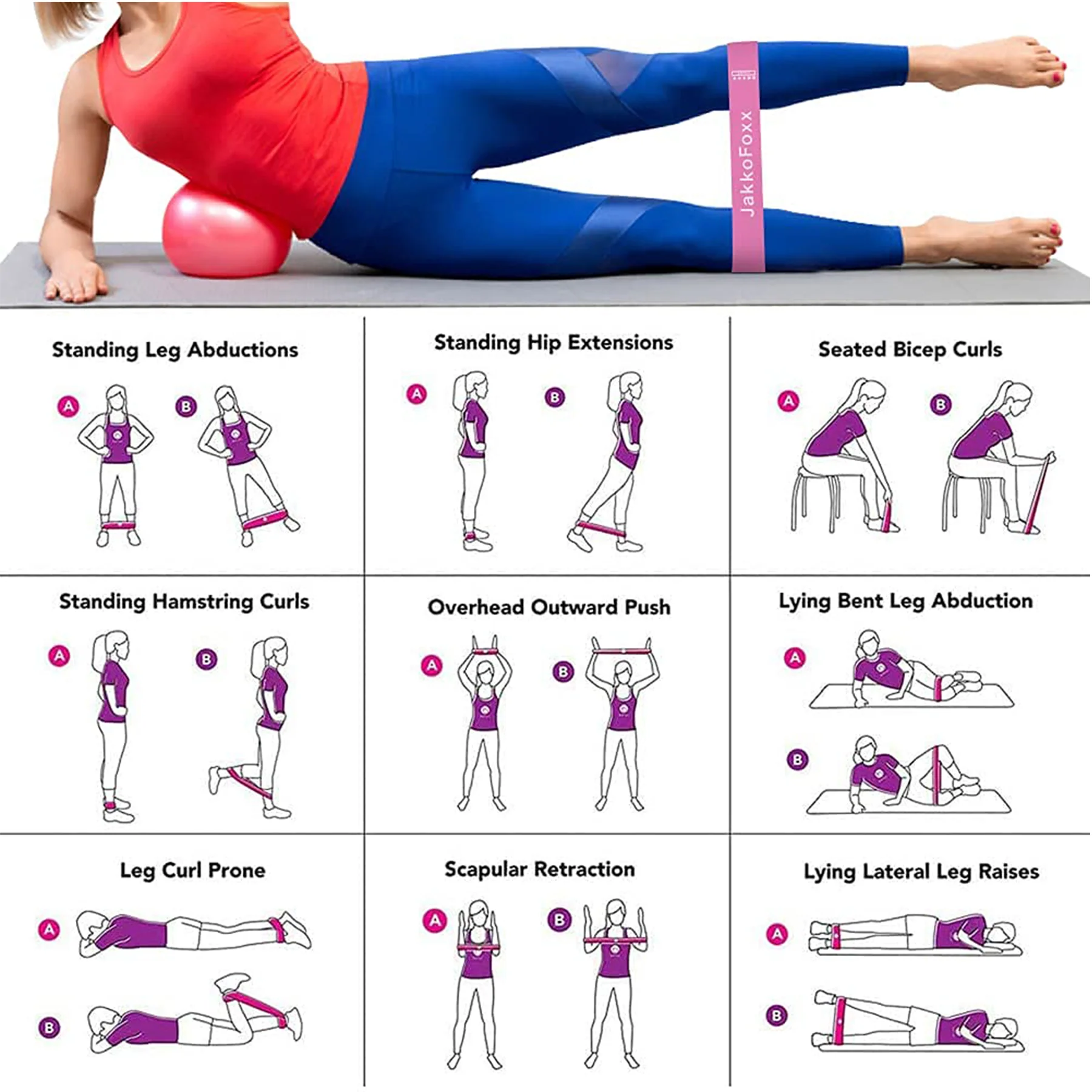 Home Resistance Ring Fitness Stretch Bands 5-Piece Set