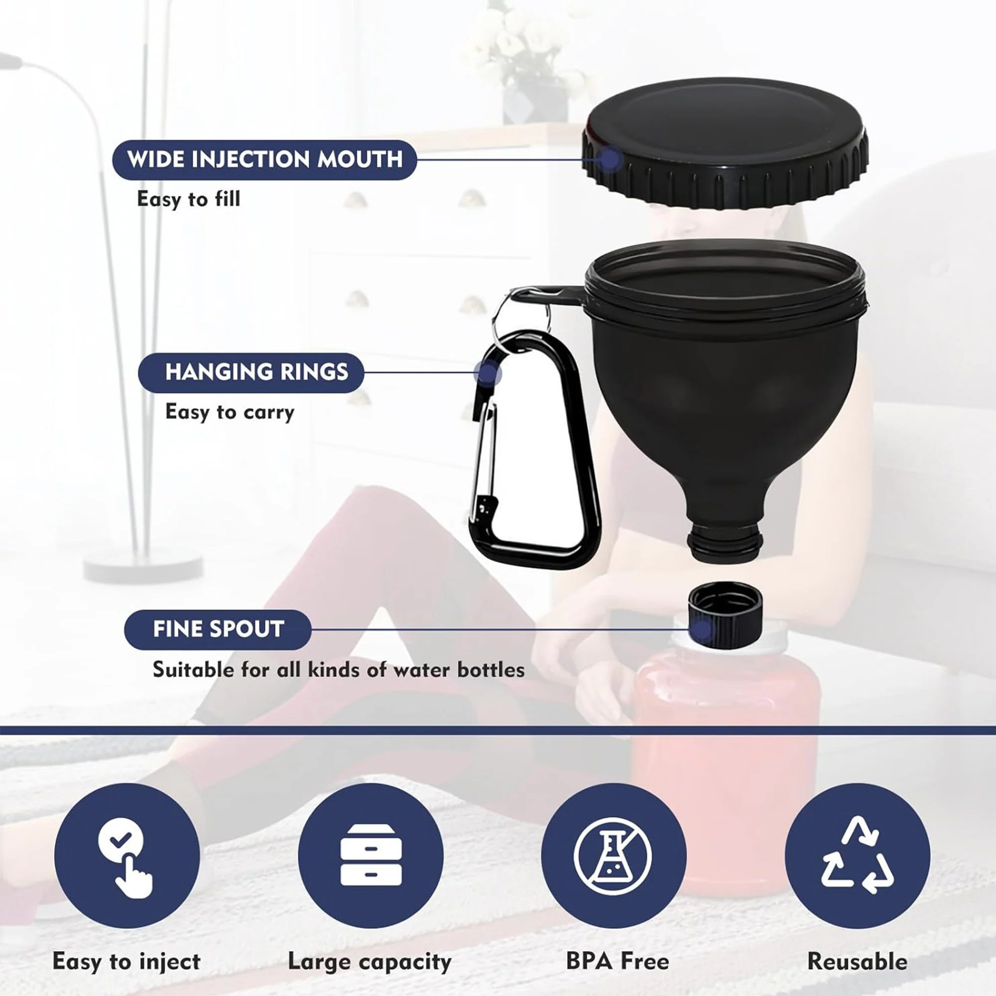 50ml Protein Powder Container Funnel With Carabiner