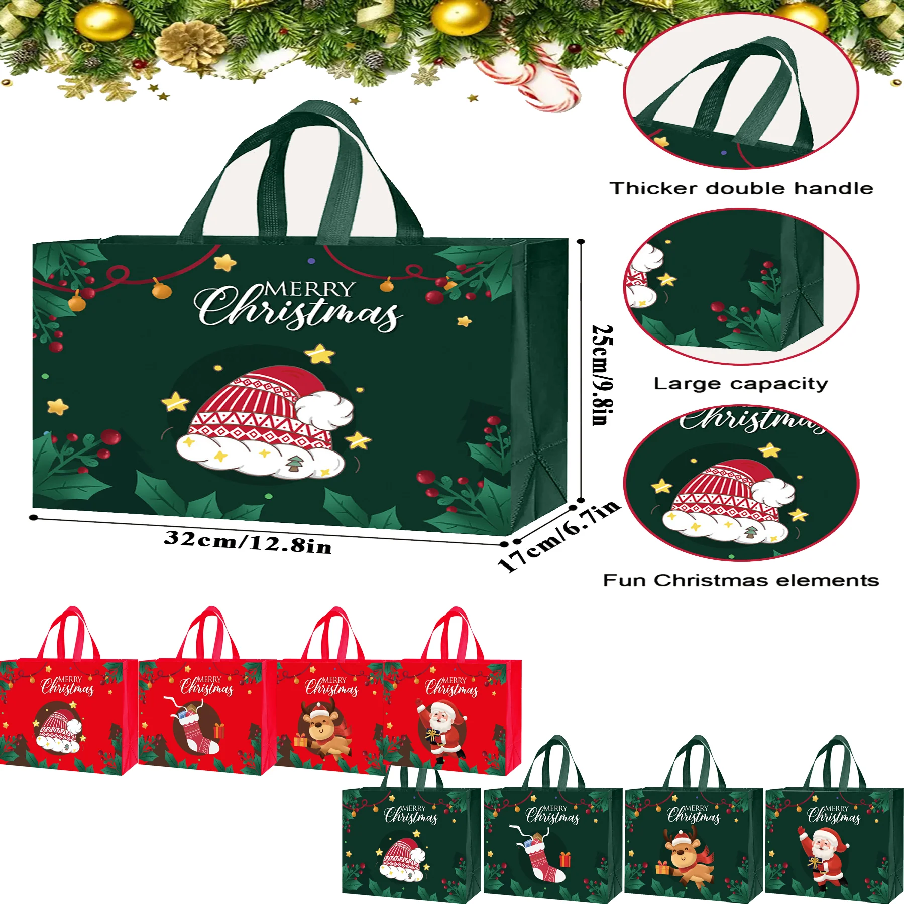 Christmas Non-Woven Fabric Shopping Bag With Lamination