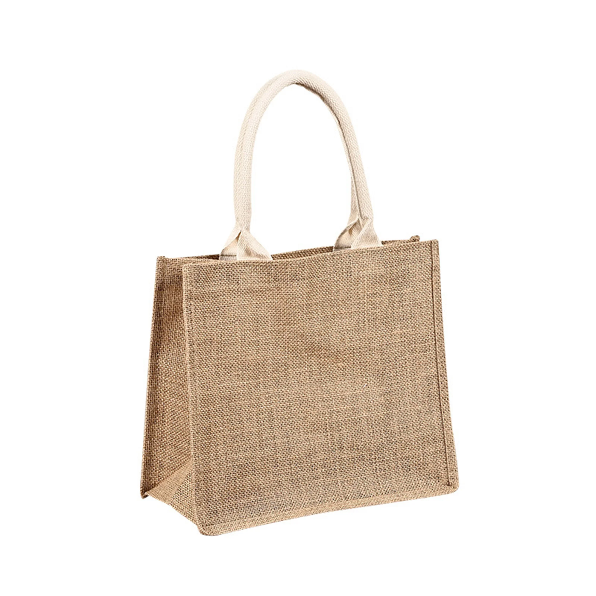 Reusable Jute Tote Bag With Cotton Handles
