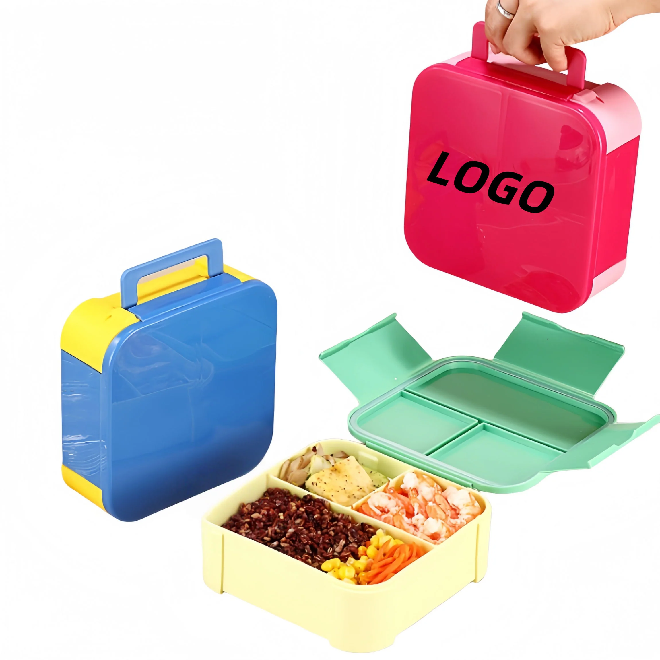 Flip-Top Sealed Three-Compartment Lunch Box