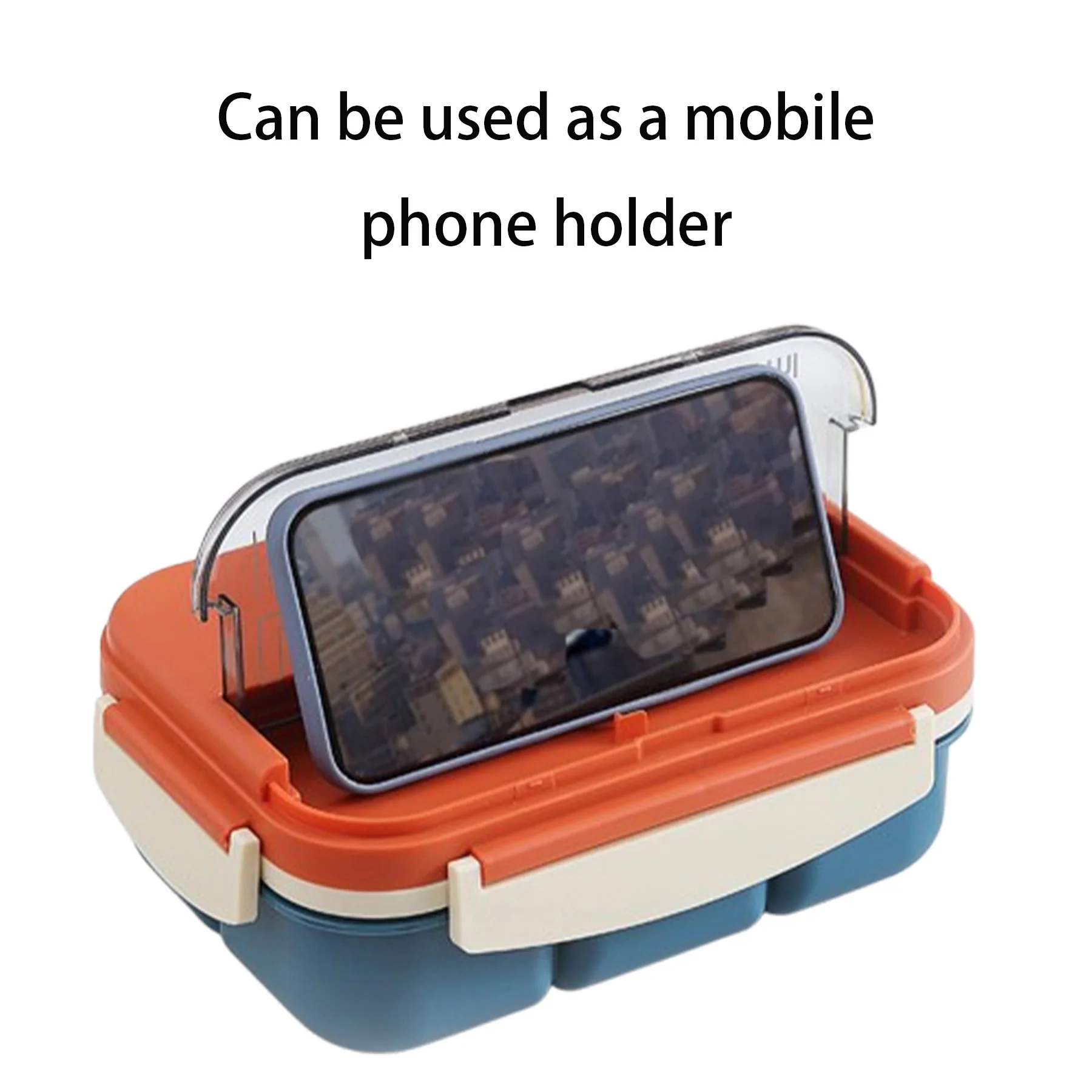 4-Compartment Plastic Food Lunch Box With Cutlery