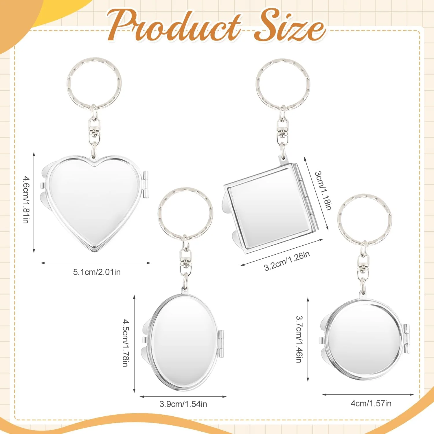Double-Sided Folding Small Mirror Keychain