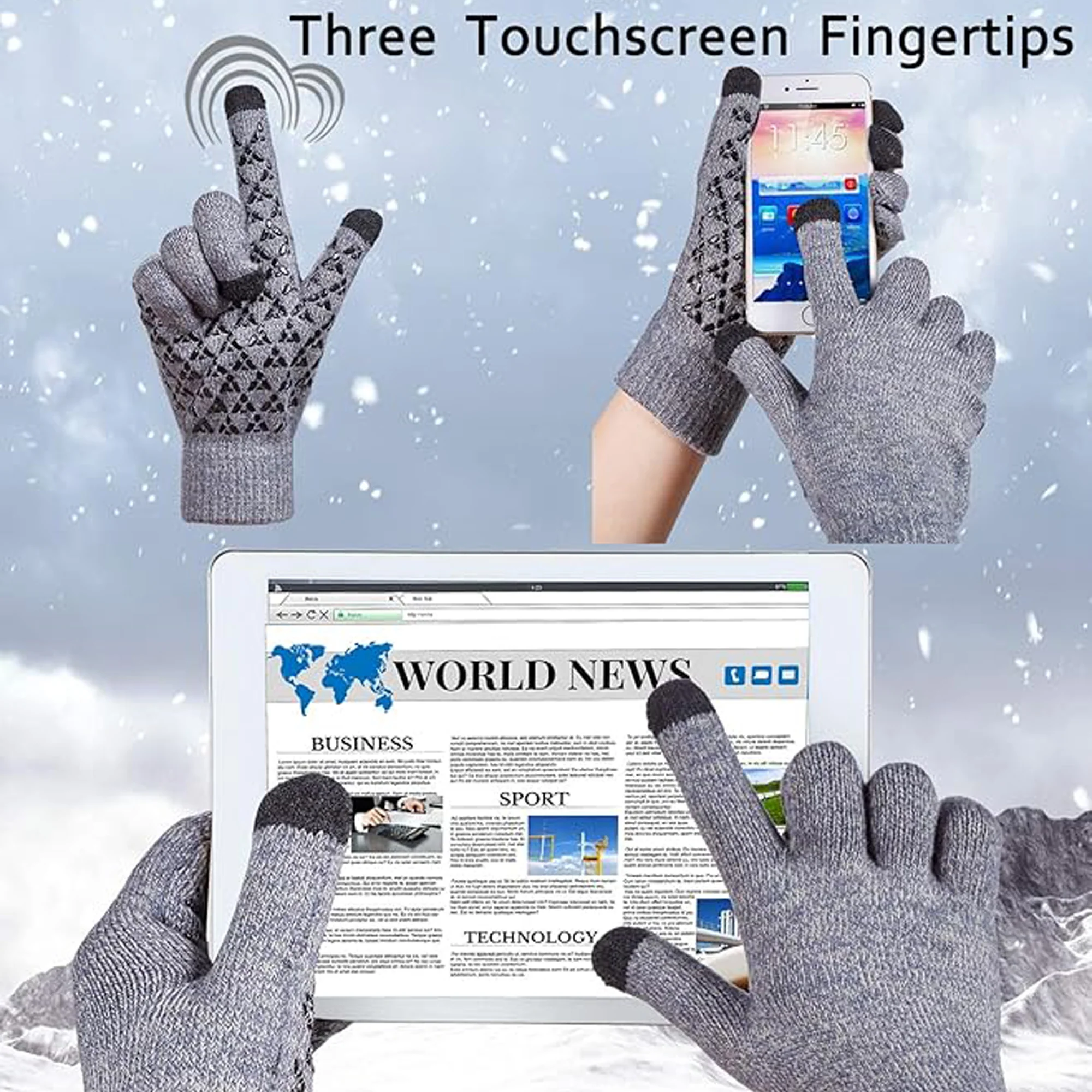 Anti Slip Thicken Touch Screen Knitted Gloves