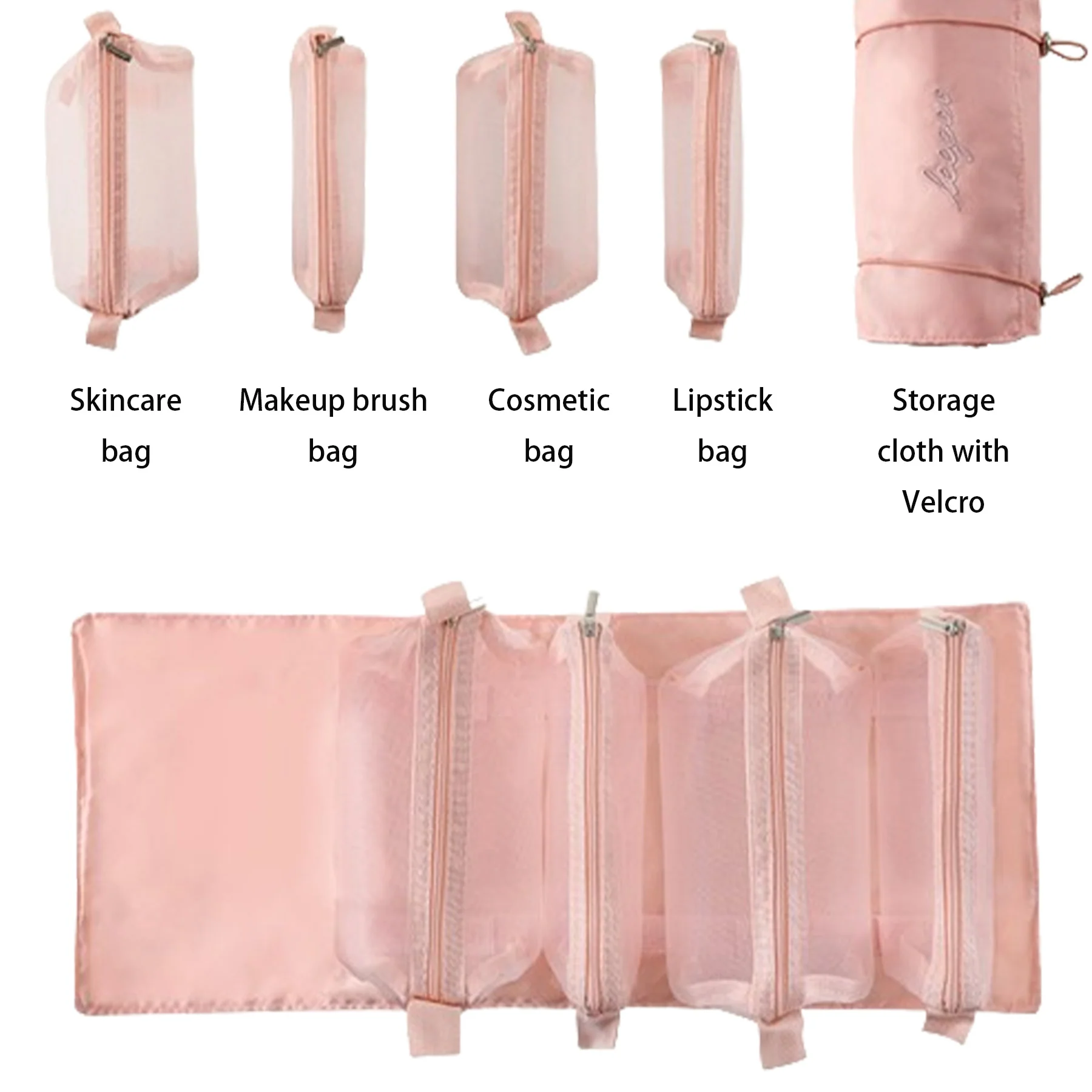 4 In 1 Detachable Roll Up Cosmetic Bag