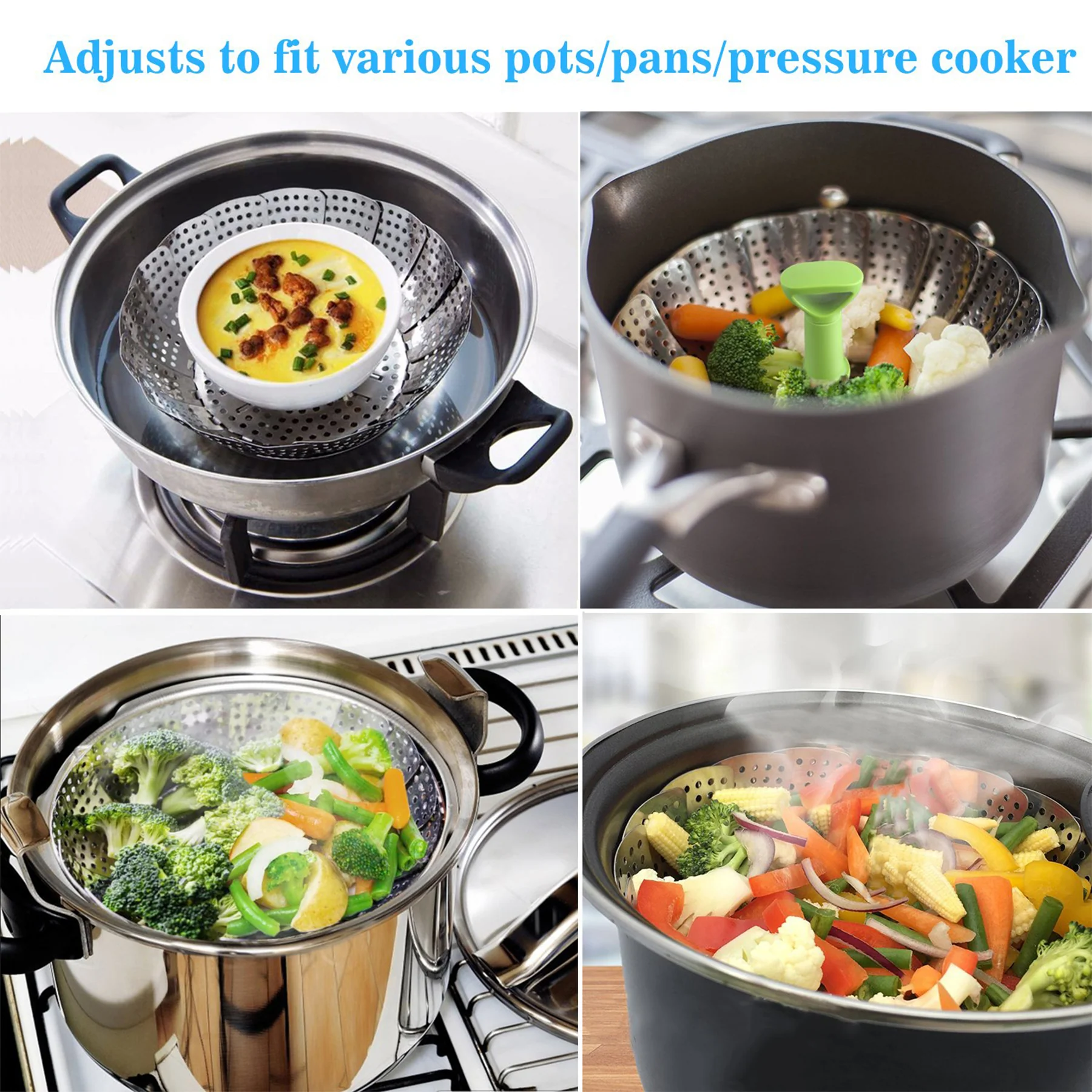 Folding Stainless Food Steamer Basket For Cooking