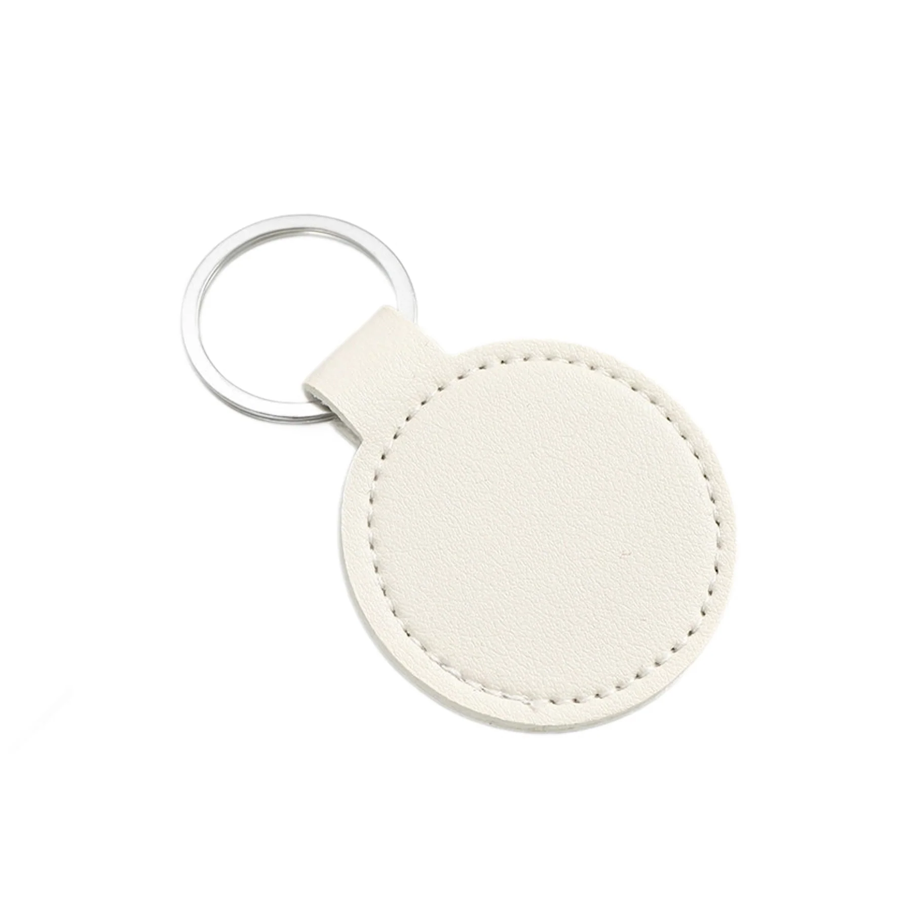 Round PU Leather Keyring with Metal Ring