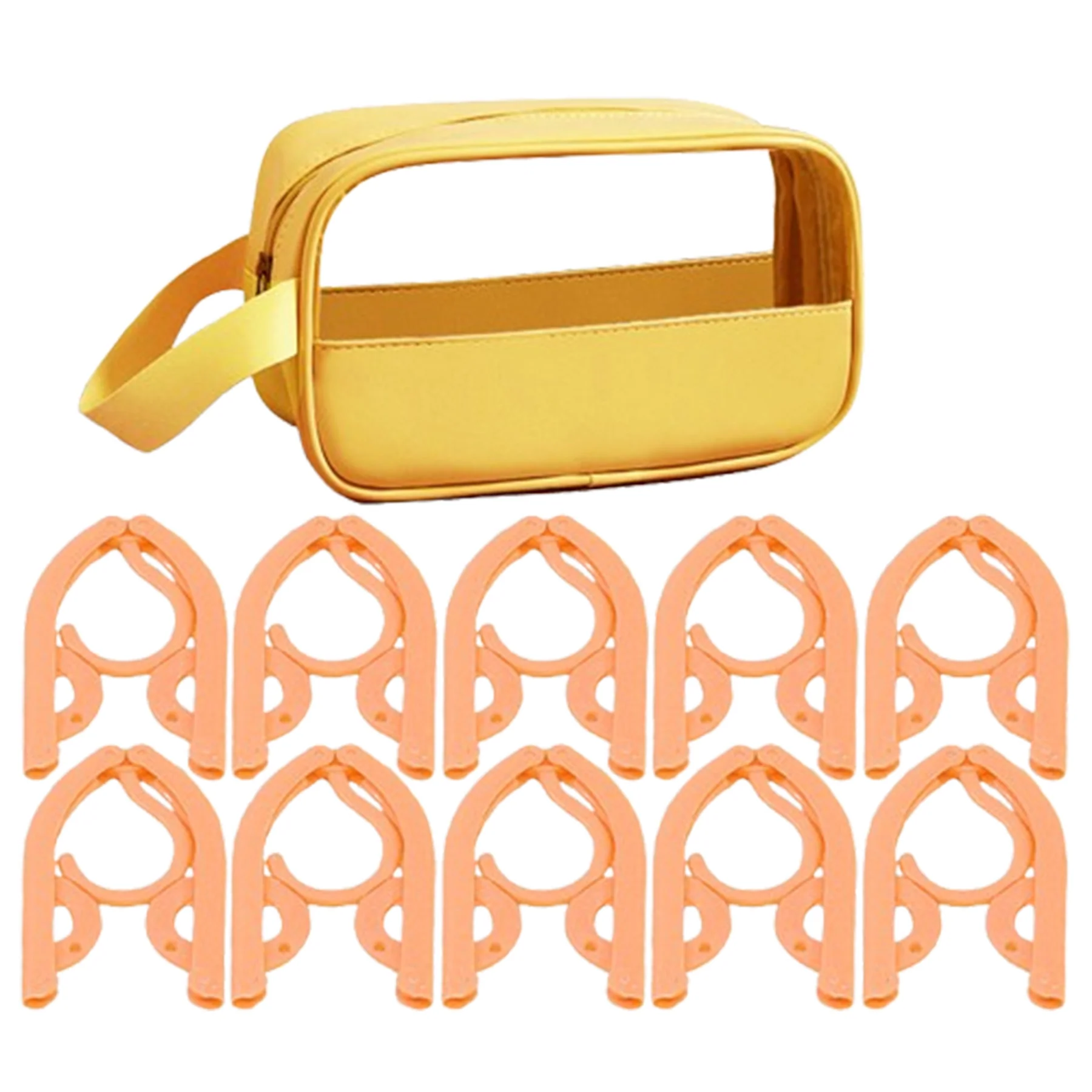 10 Pcs Foldable Plastic Hangers W/1 Pcs Storage Cosmetic Bag