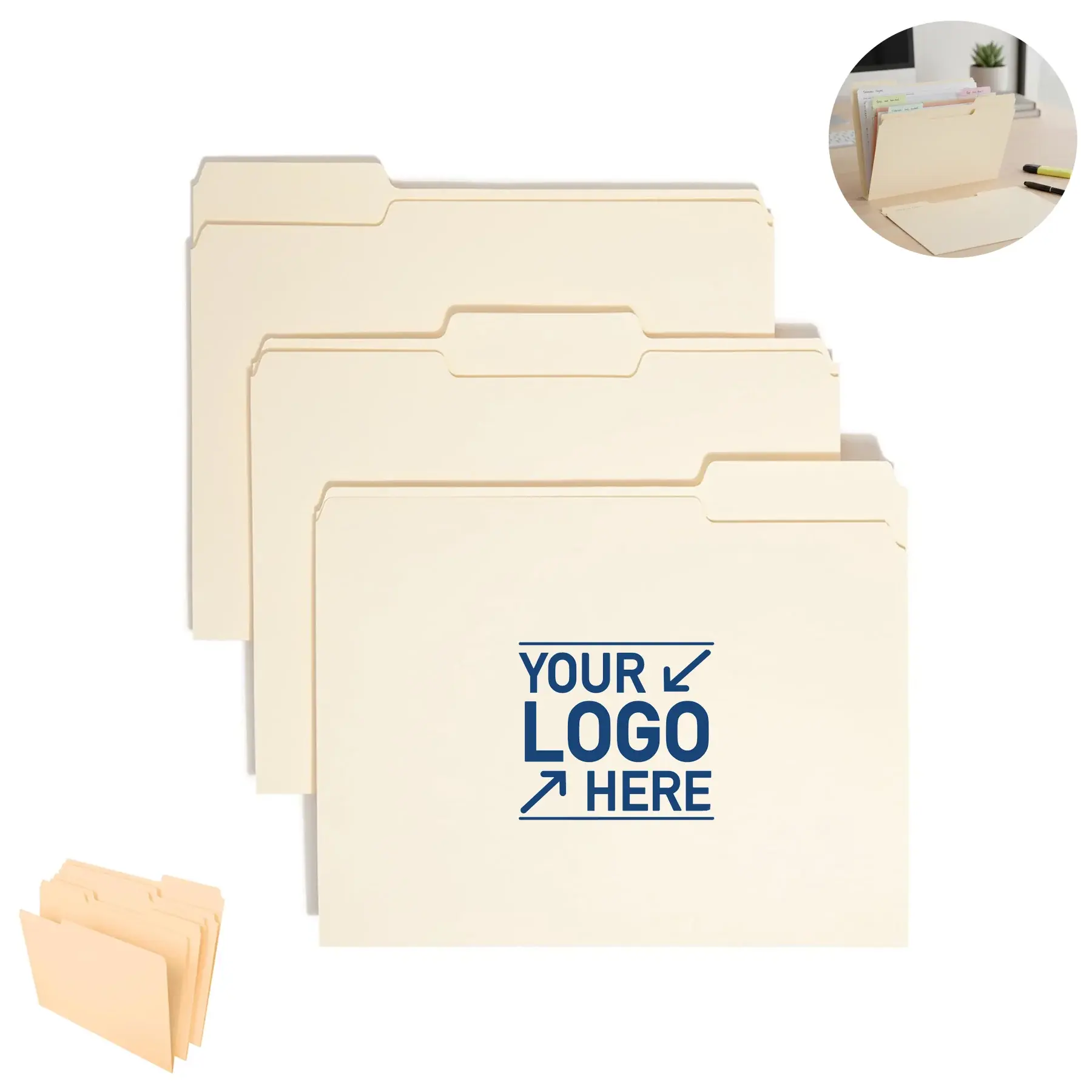 Letter Size Manila File Folders 1/3 Cut Tabs