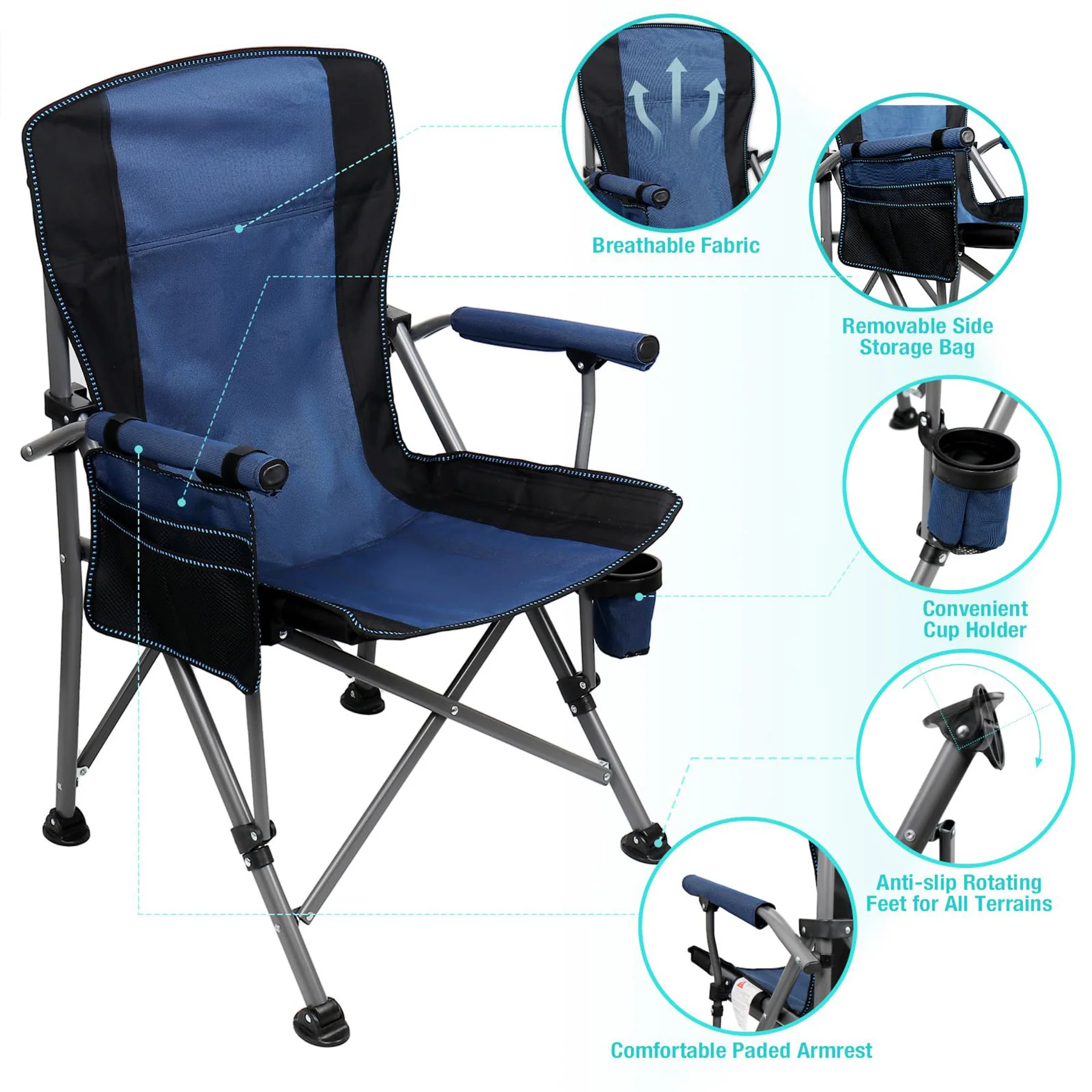 High Back Cushioned Outdoor Camping Chair