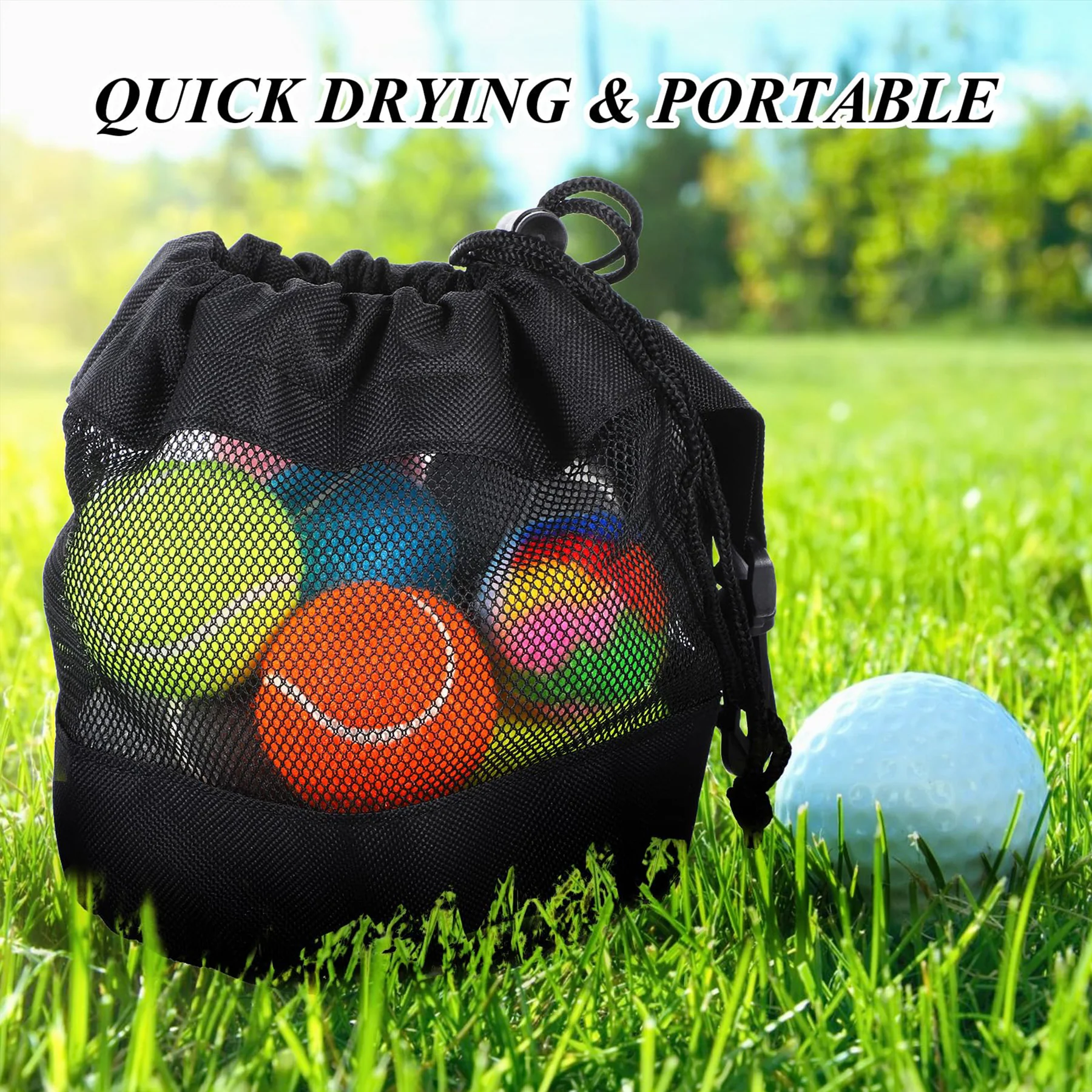 Nylon Mesh Golf Ball Bag With Drawstring Closure