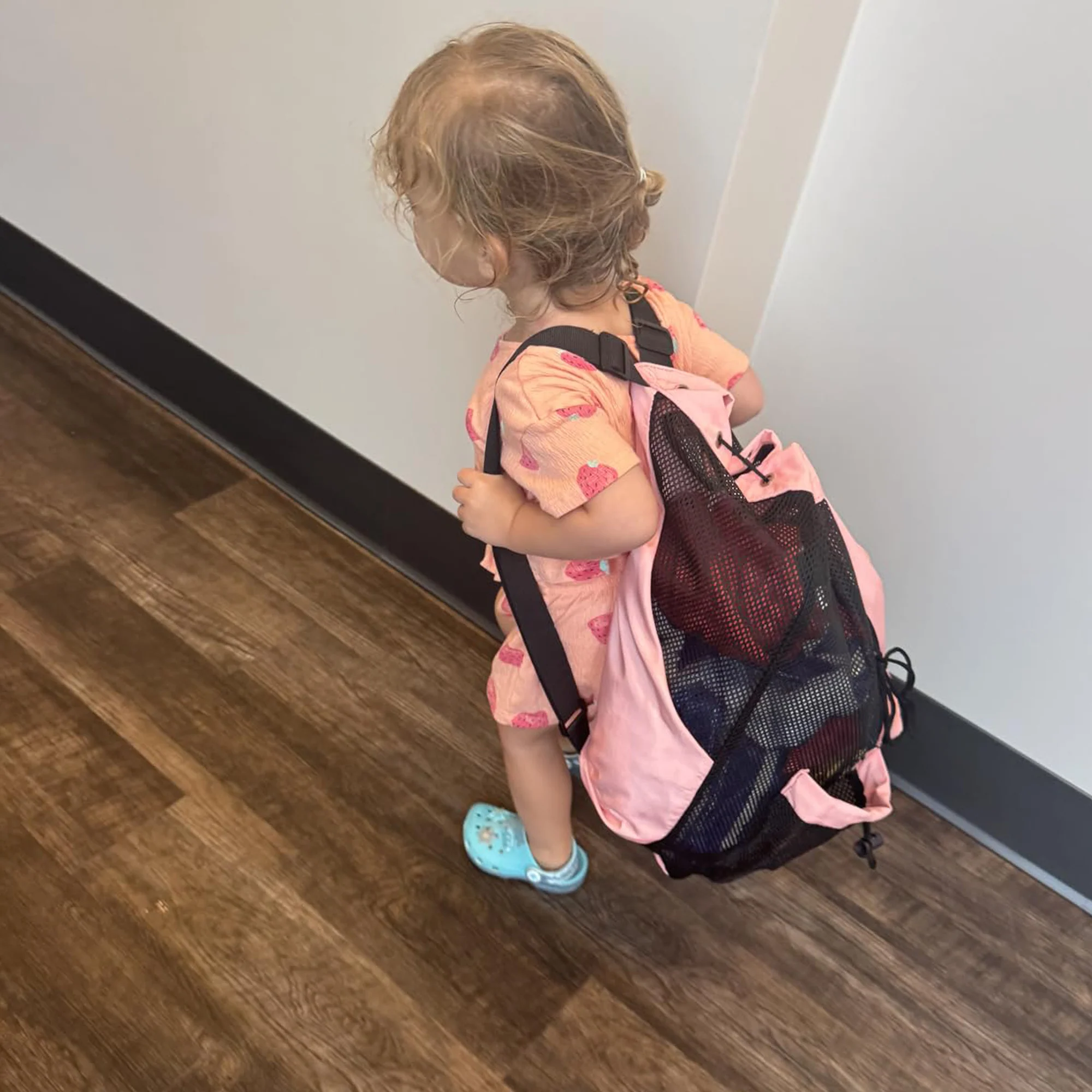 Beach Mesh Drawstring Backpack With Wet Pocket