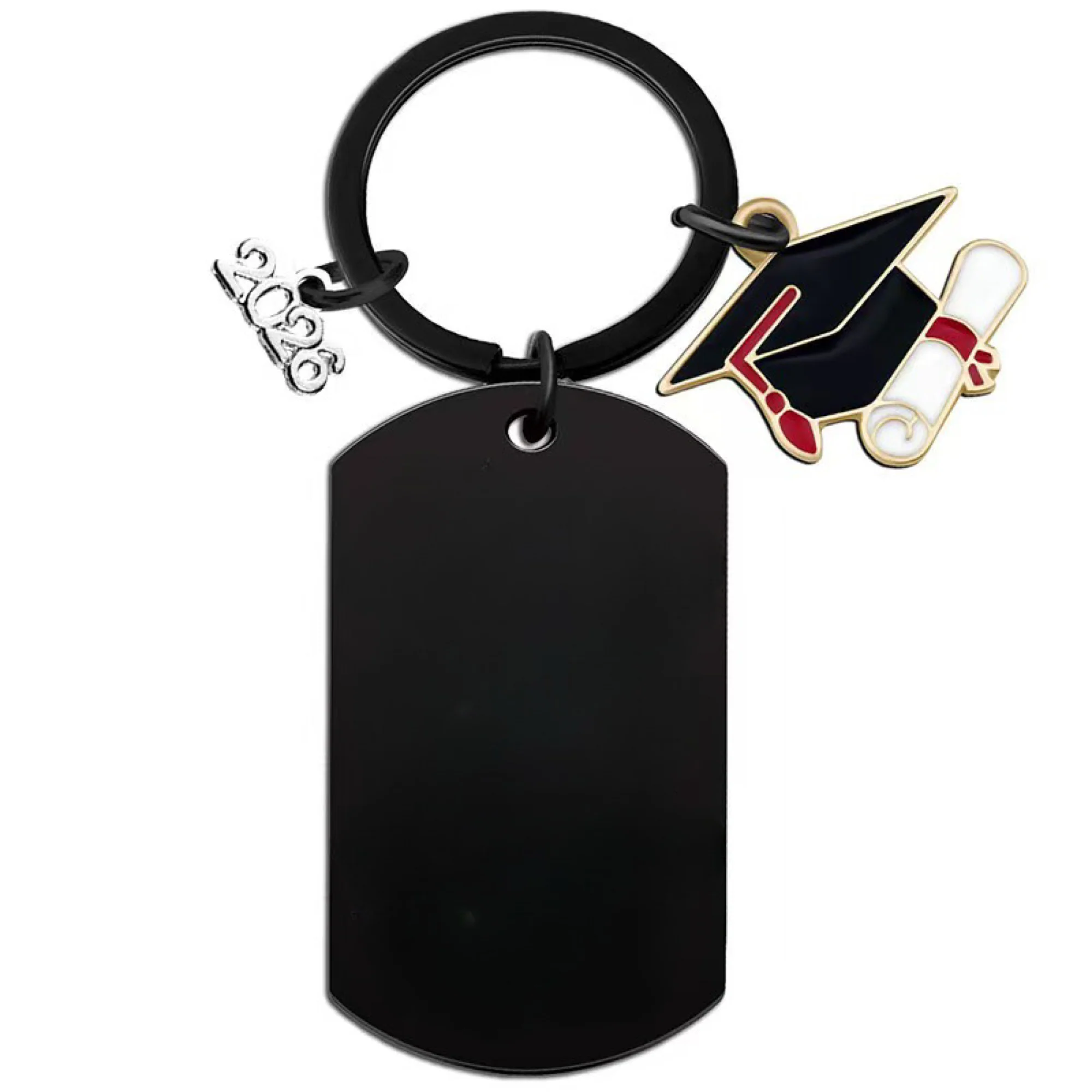 Graduation Keychain With Dog Tag Pendant