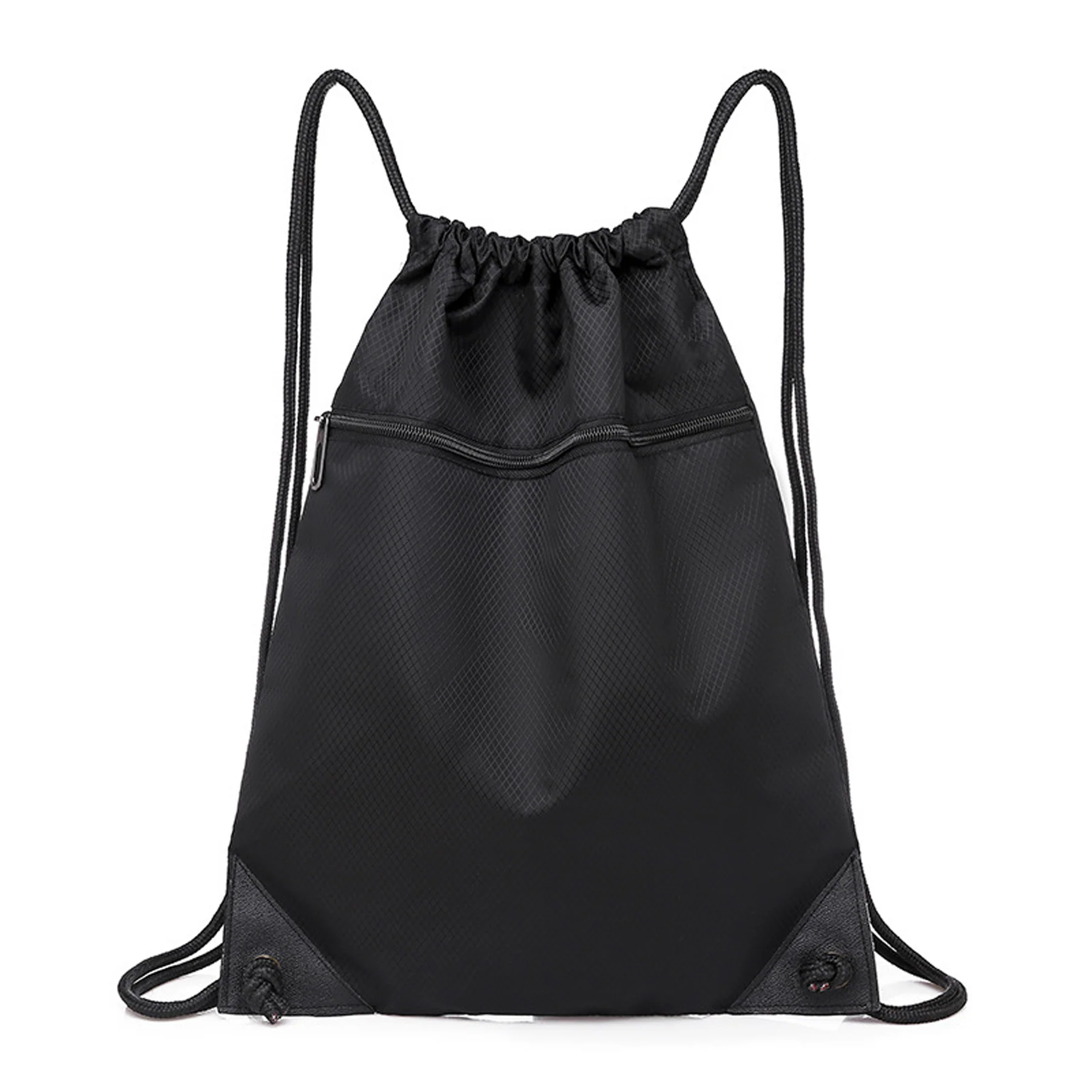 Drawstring Backpack with Front Zipper Pocket