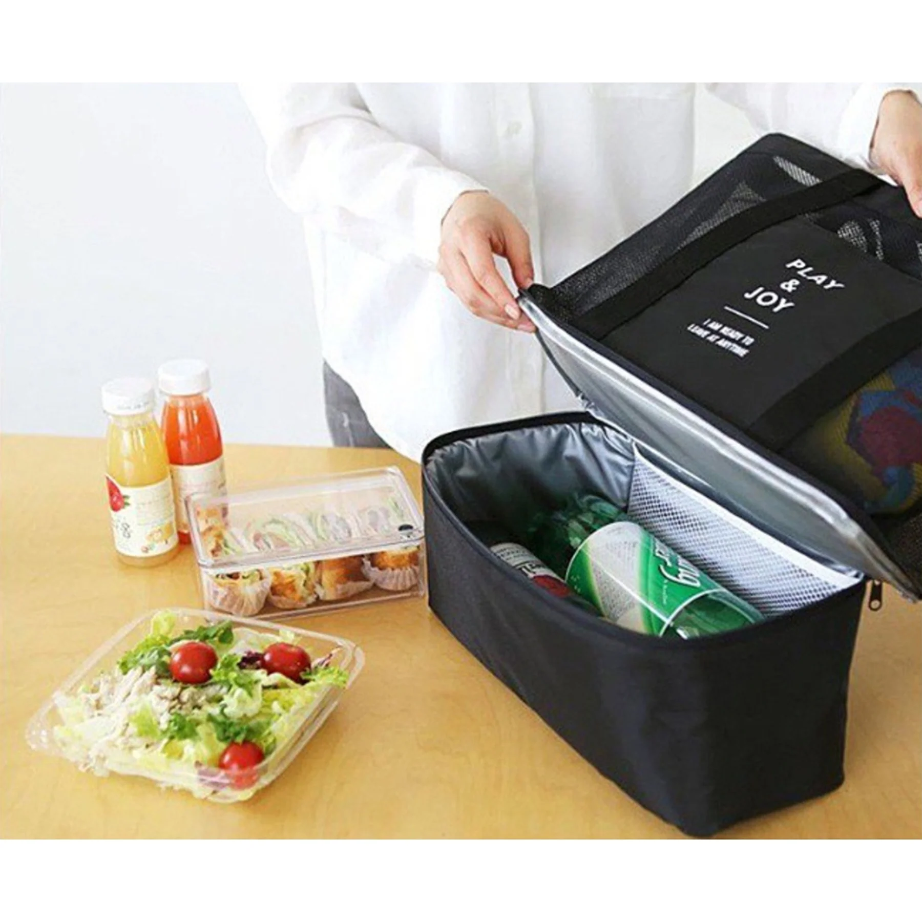 2-in-1 Outdoor Tourism Net Picnic Bag w/Insulation Cooler
