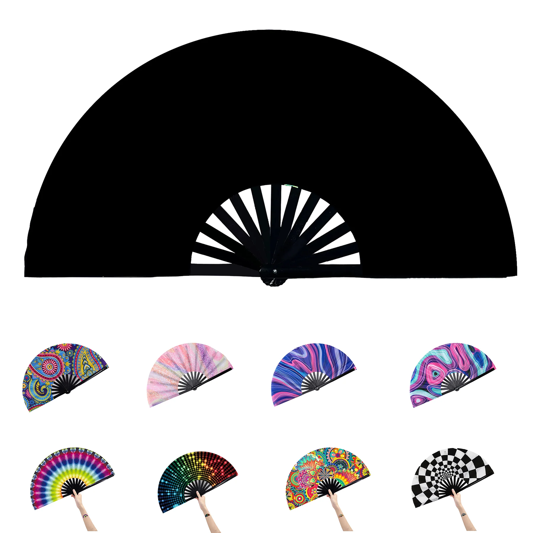 Large Folding Hand Rave Fan