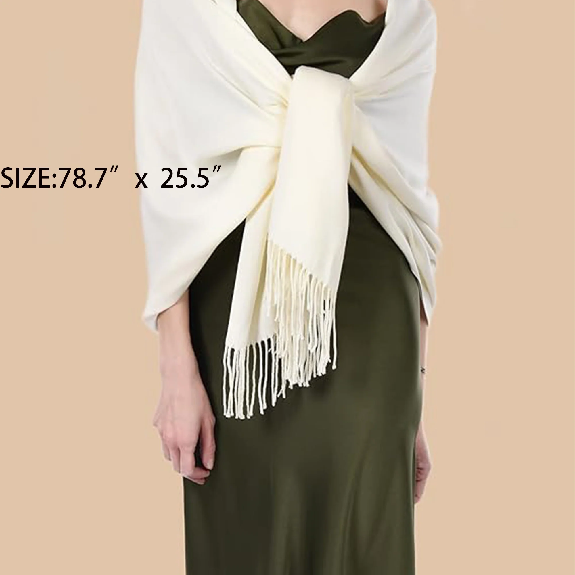 Cashmere Feel Large Thick Scarf With Tassel