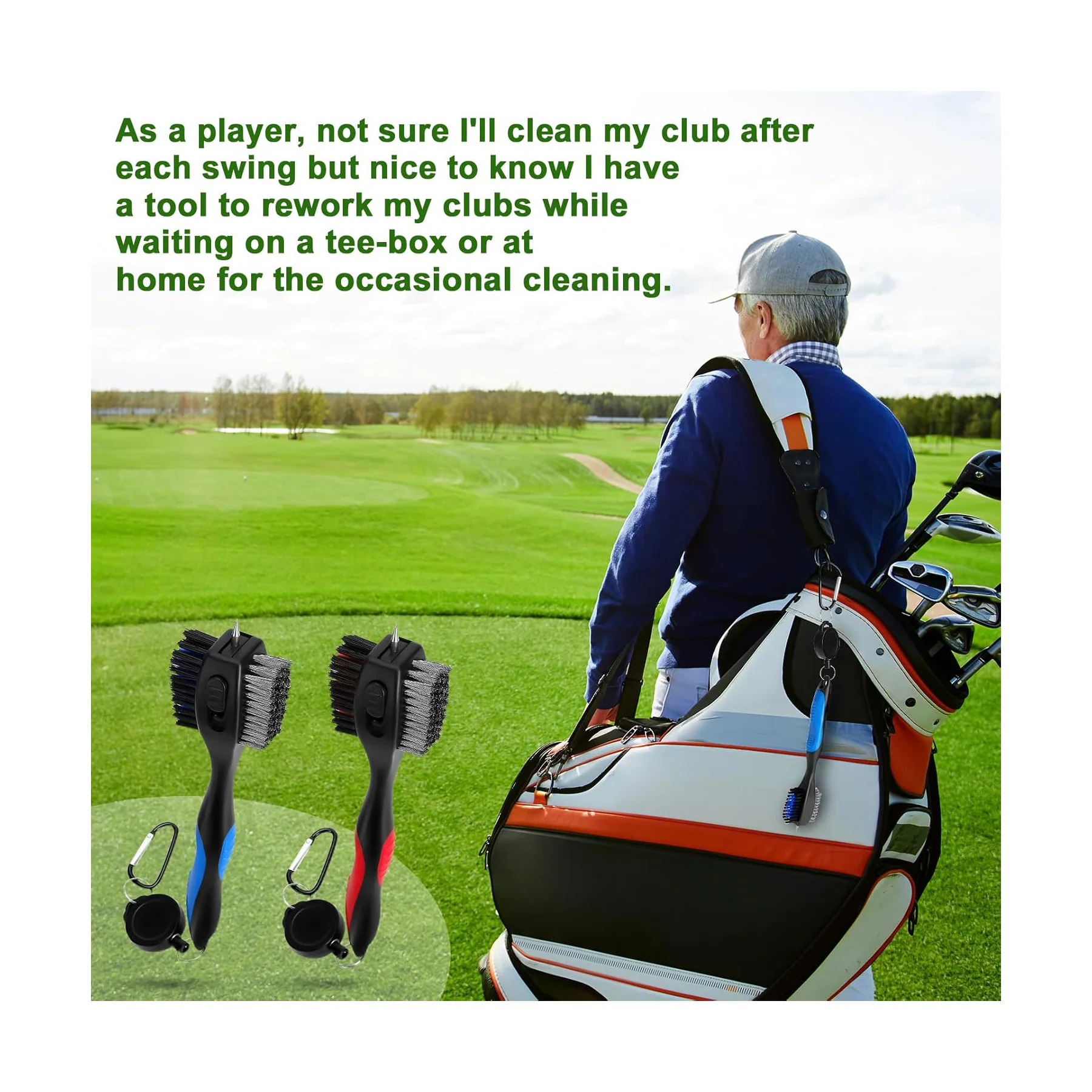 Retractable Nail Head Golf Club Cleaner
